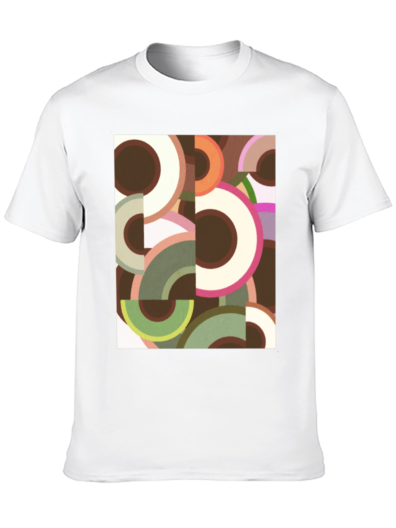 Abstract Geometric Circle Print Black Tee