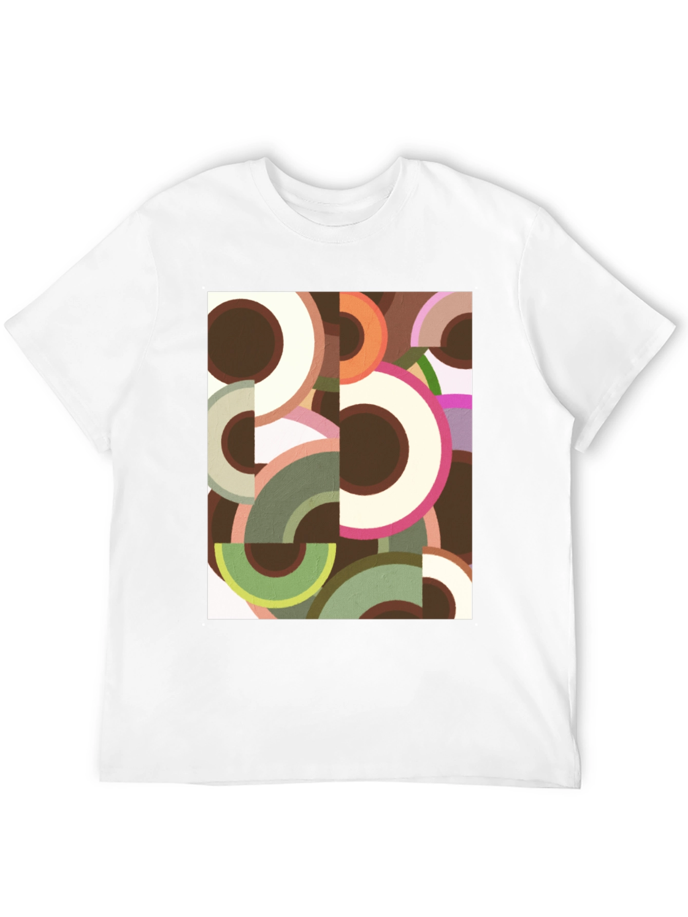 Abstract Geometric Circle Print Black Tee