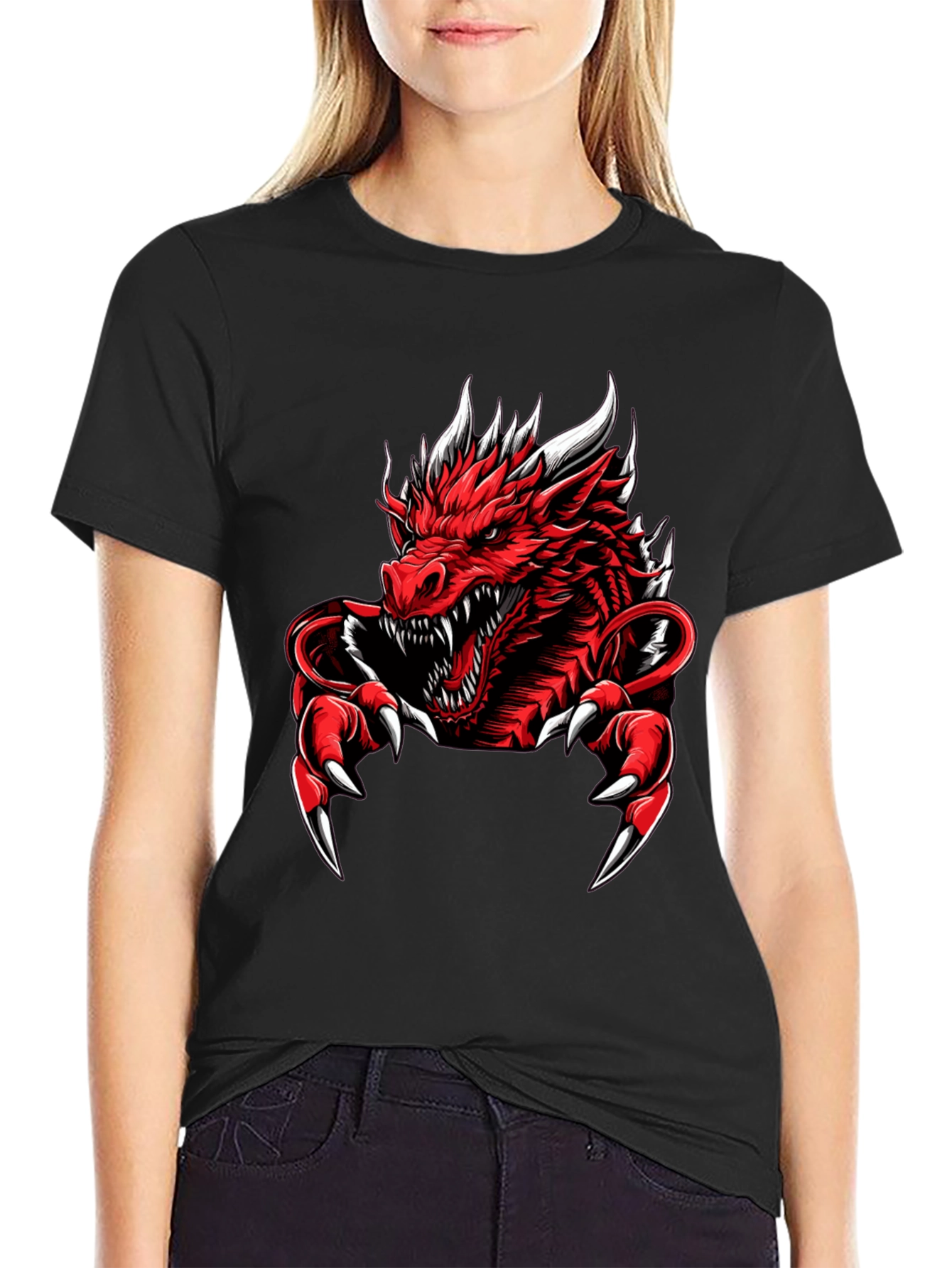 Red Dragon Graphic Tee - Mens Black T-Shirt