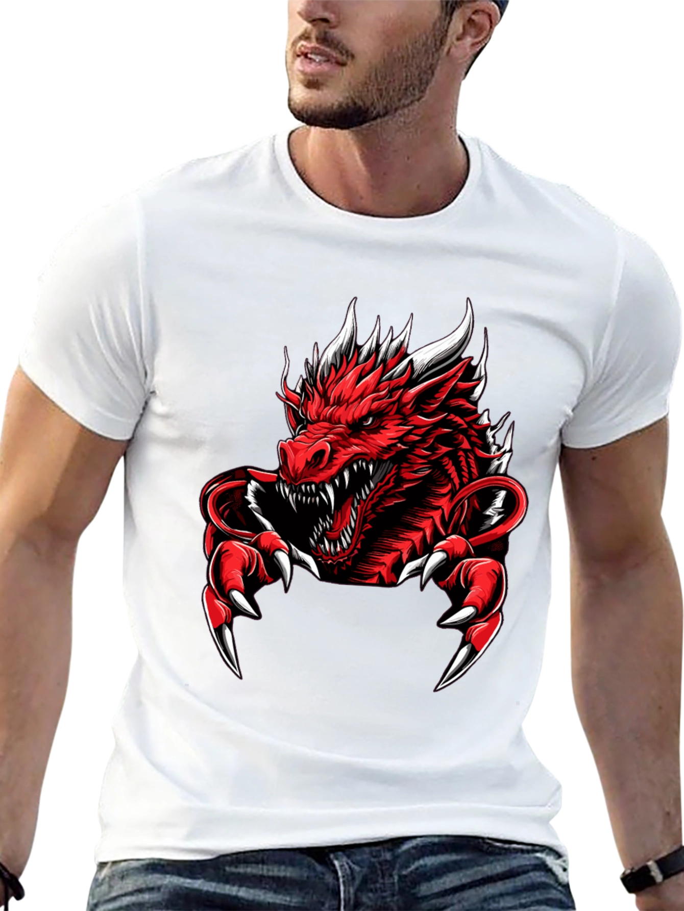 Red Dragon Graphic Tee - Mens Black T-Shirt