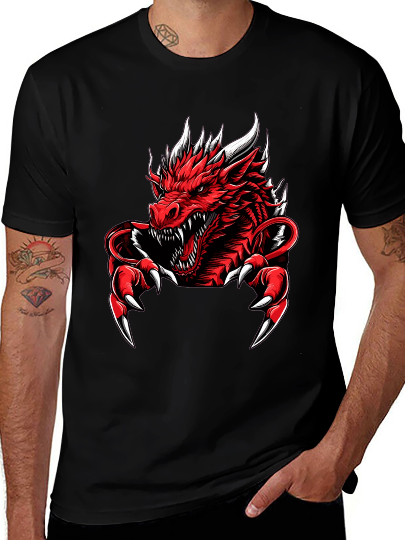 Red Dragon Graphic Tee - Mens Black T-Shirt