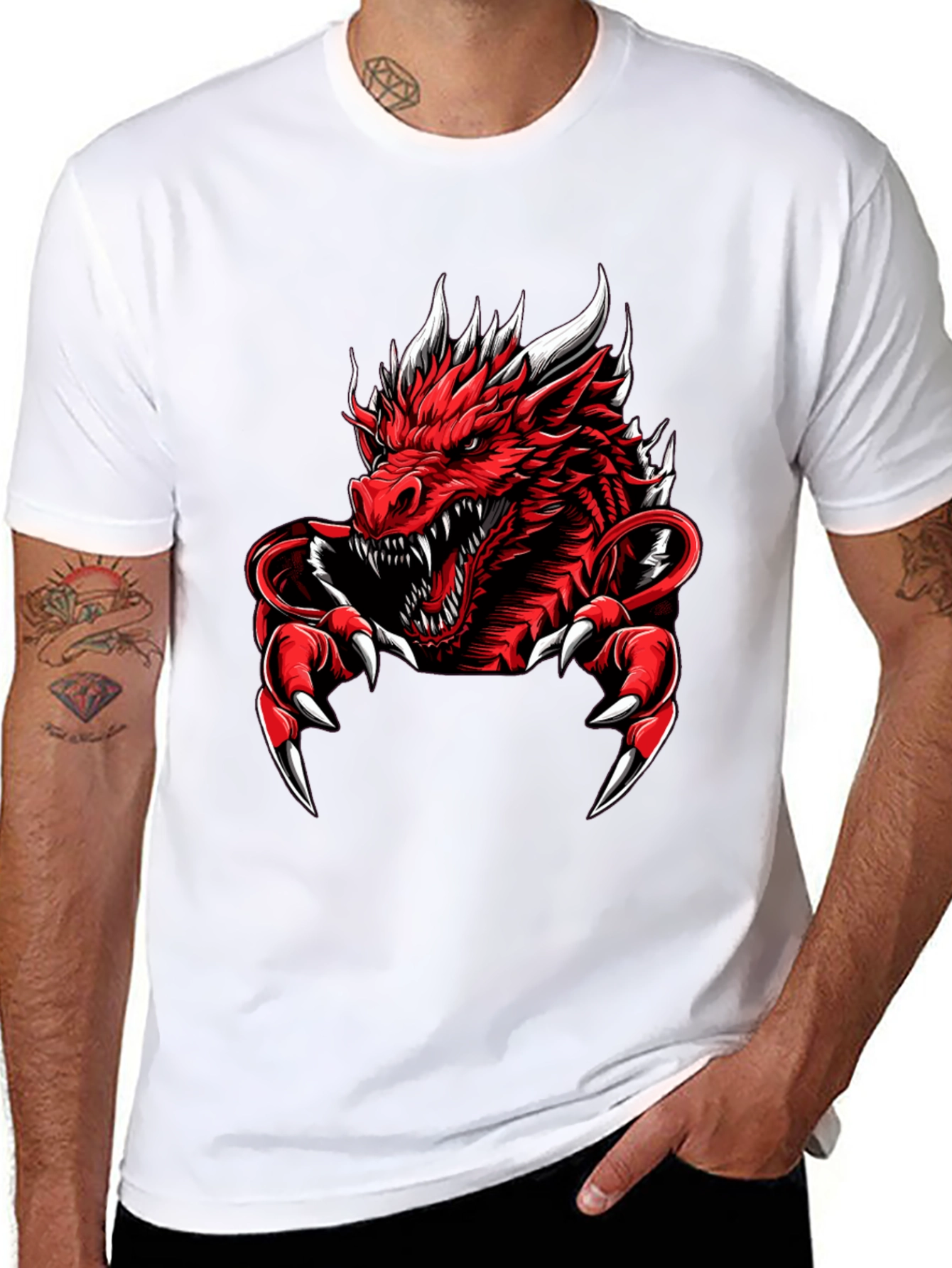 Red Dragon Graphic Tee - Mens Black T-Shirt