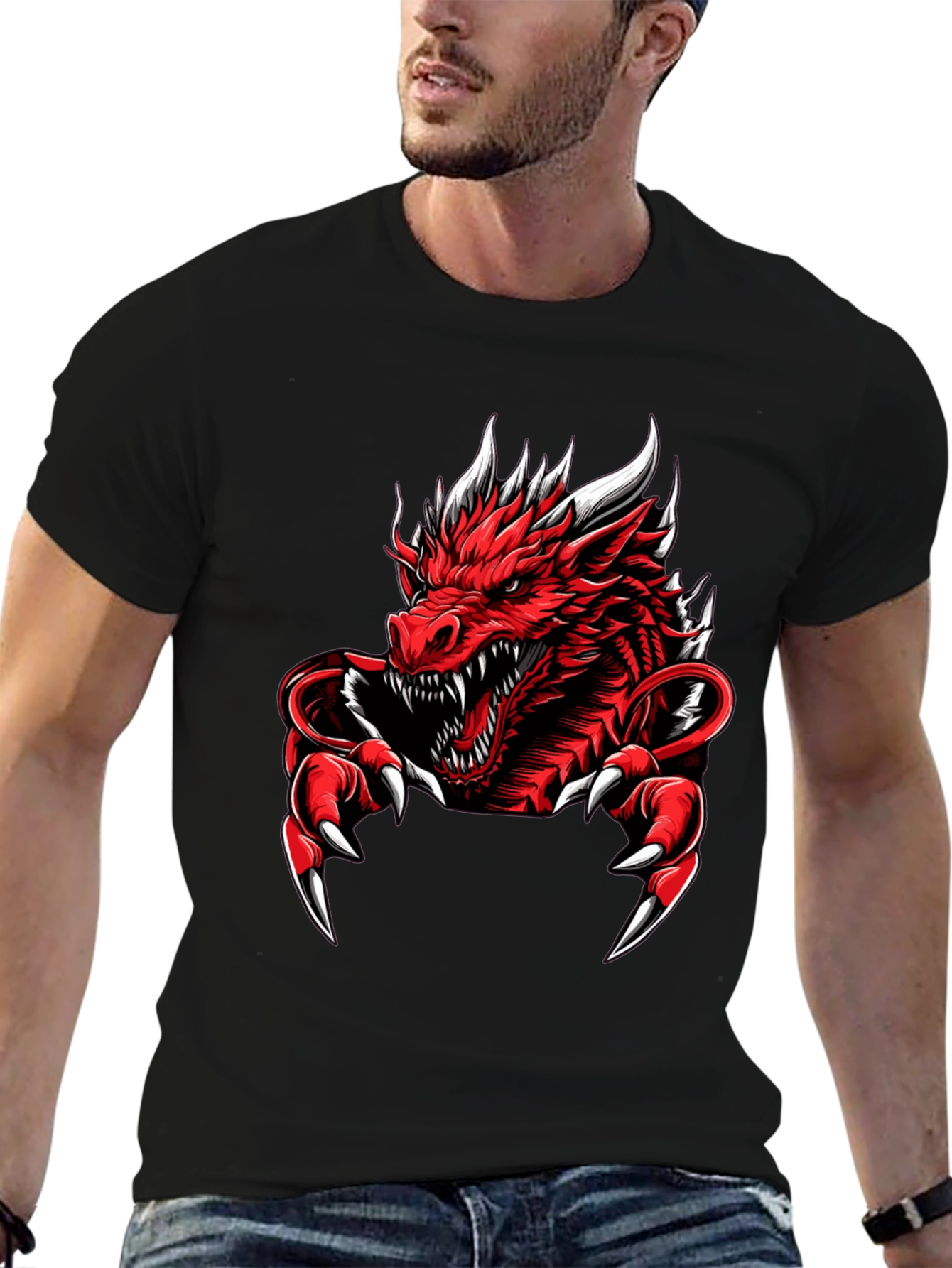 Red Dragon Graphic Tee - Mens Black T-Shirt