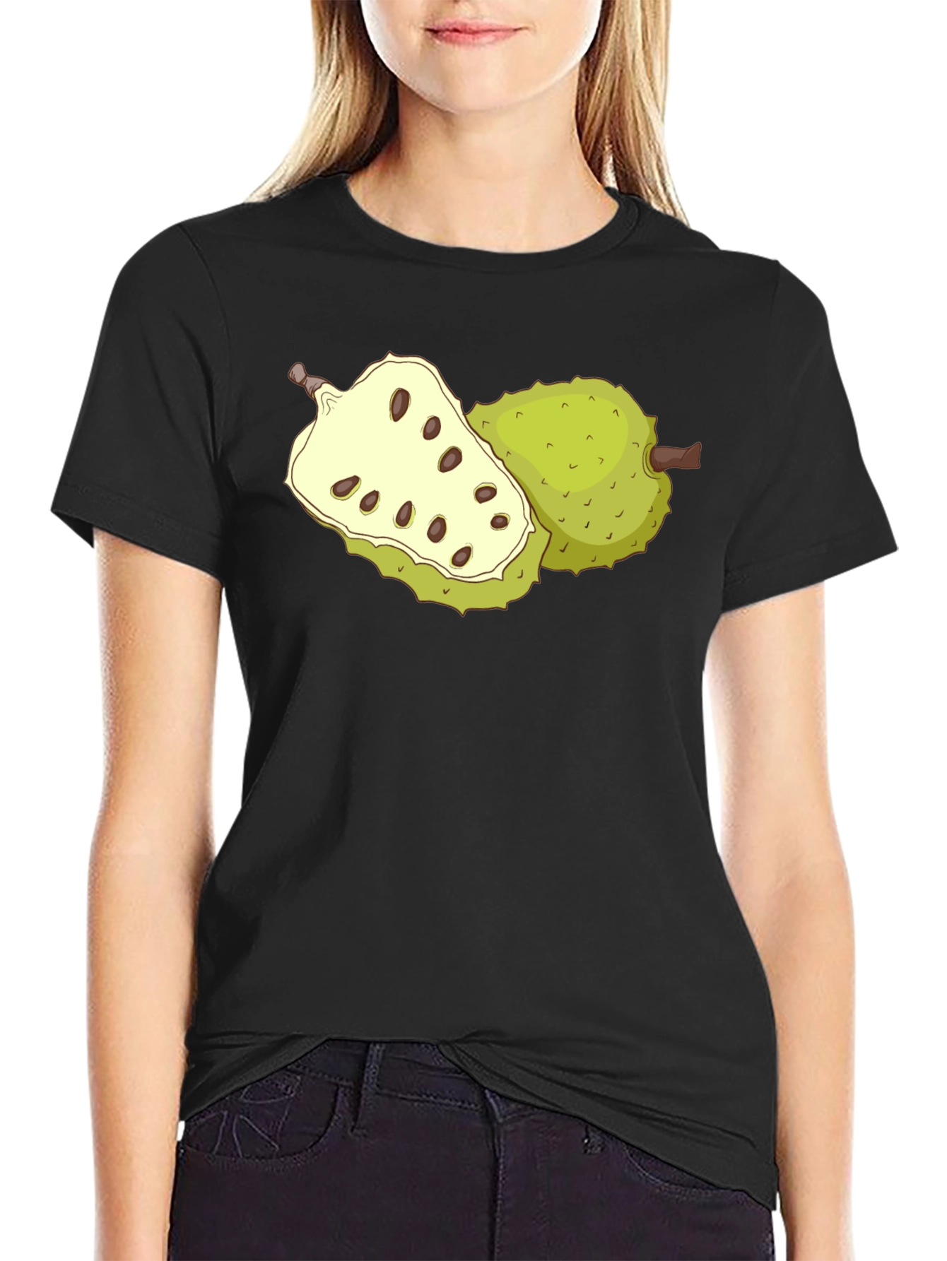 Soursop Fruit Graphic Tee - Black Casual T-Shirt