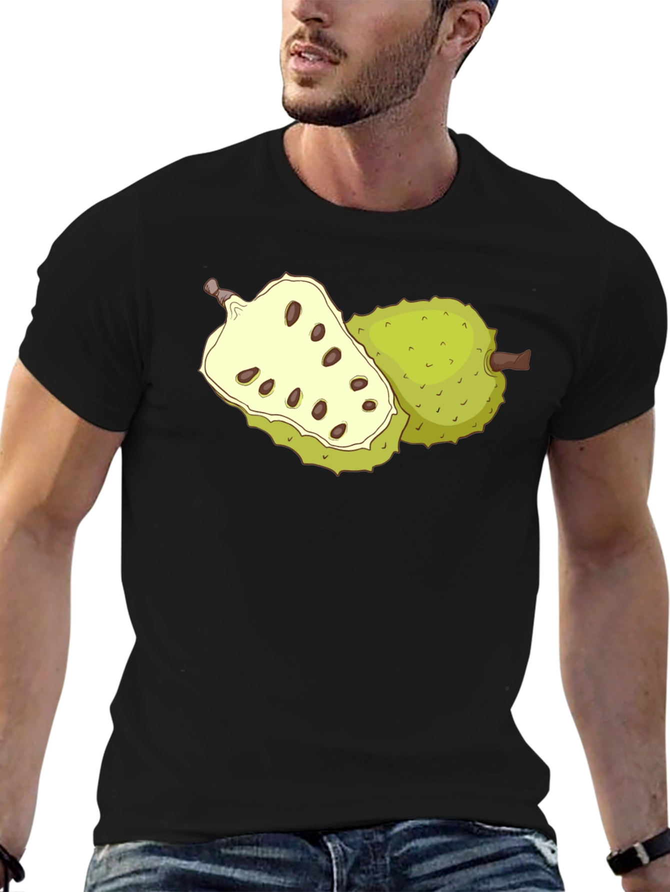 Soursop Fruit Graphic Tee - Black Casual T-Shirt