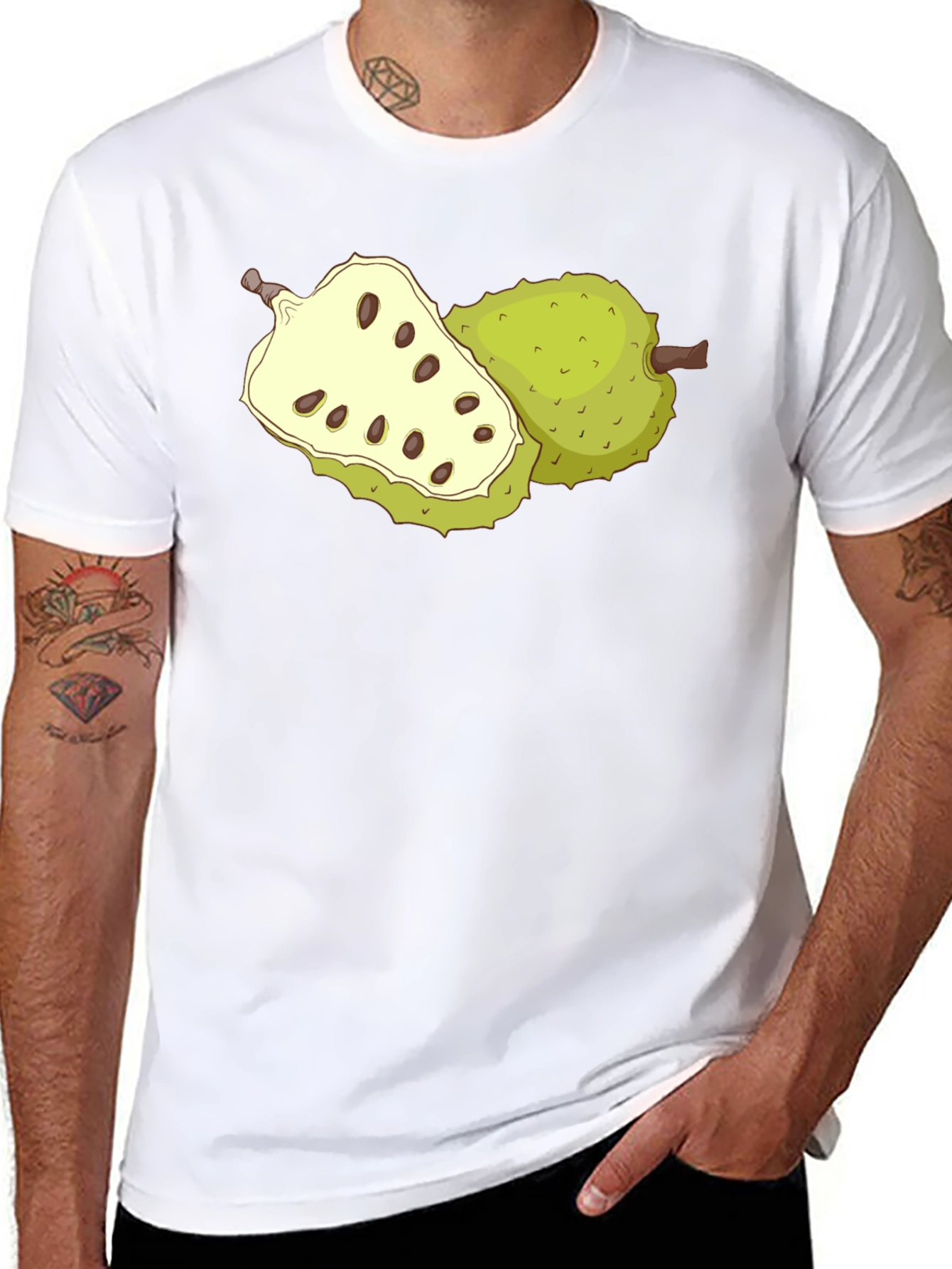 Soursop Fruit Graphic Tee - Black Casual T-Shirt