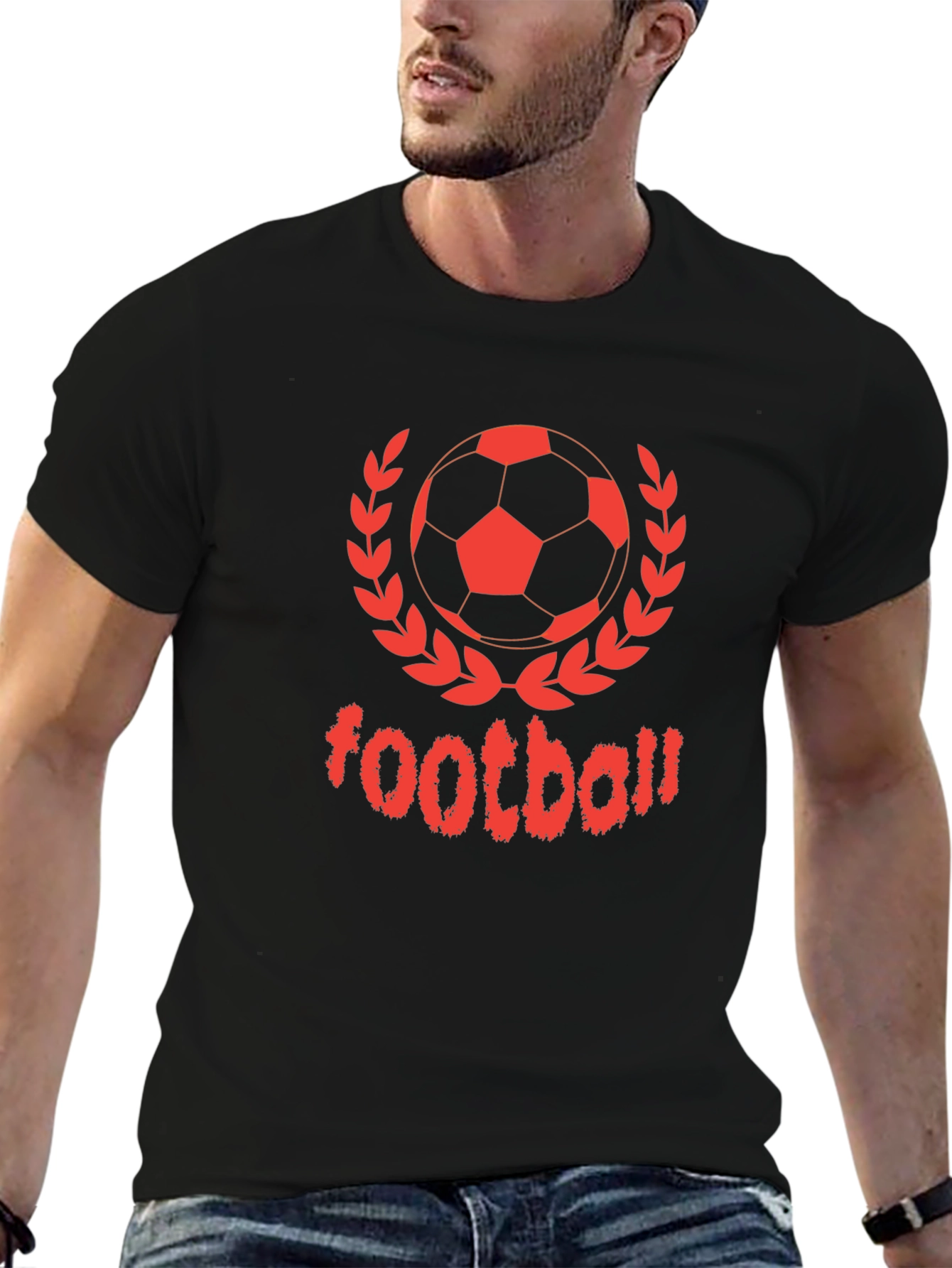 Football Graphic Black T-Shirt for Men