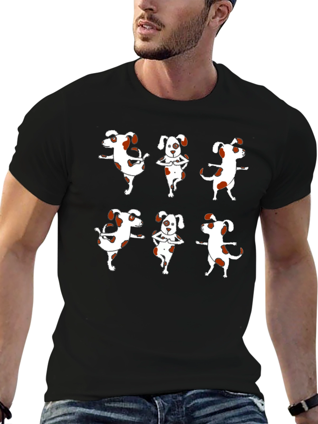Yoga Dog Graphic Tee - Black Cotton T-Shirt