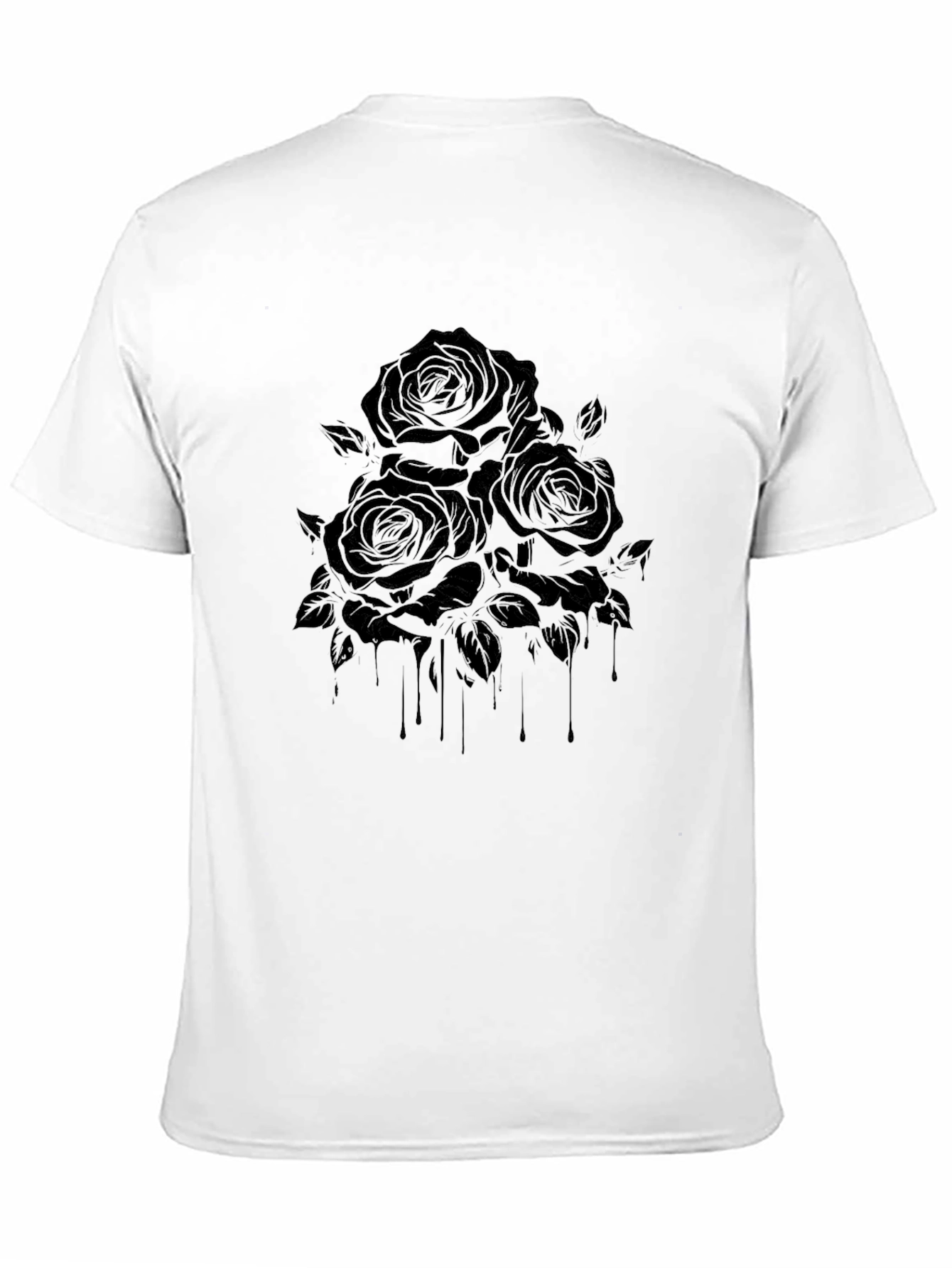 Black Rose Drip Graphic Tee - Modern Gothic Style