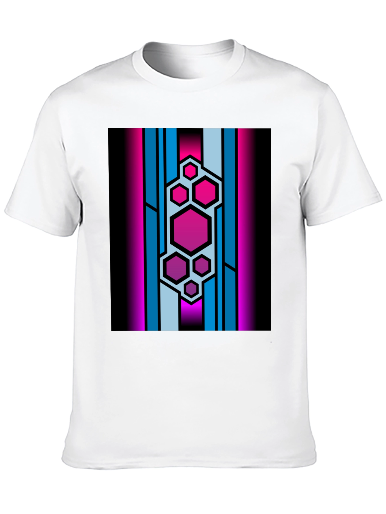 Hexagon Stripe Graphic Black T-Shirt