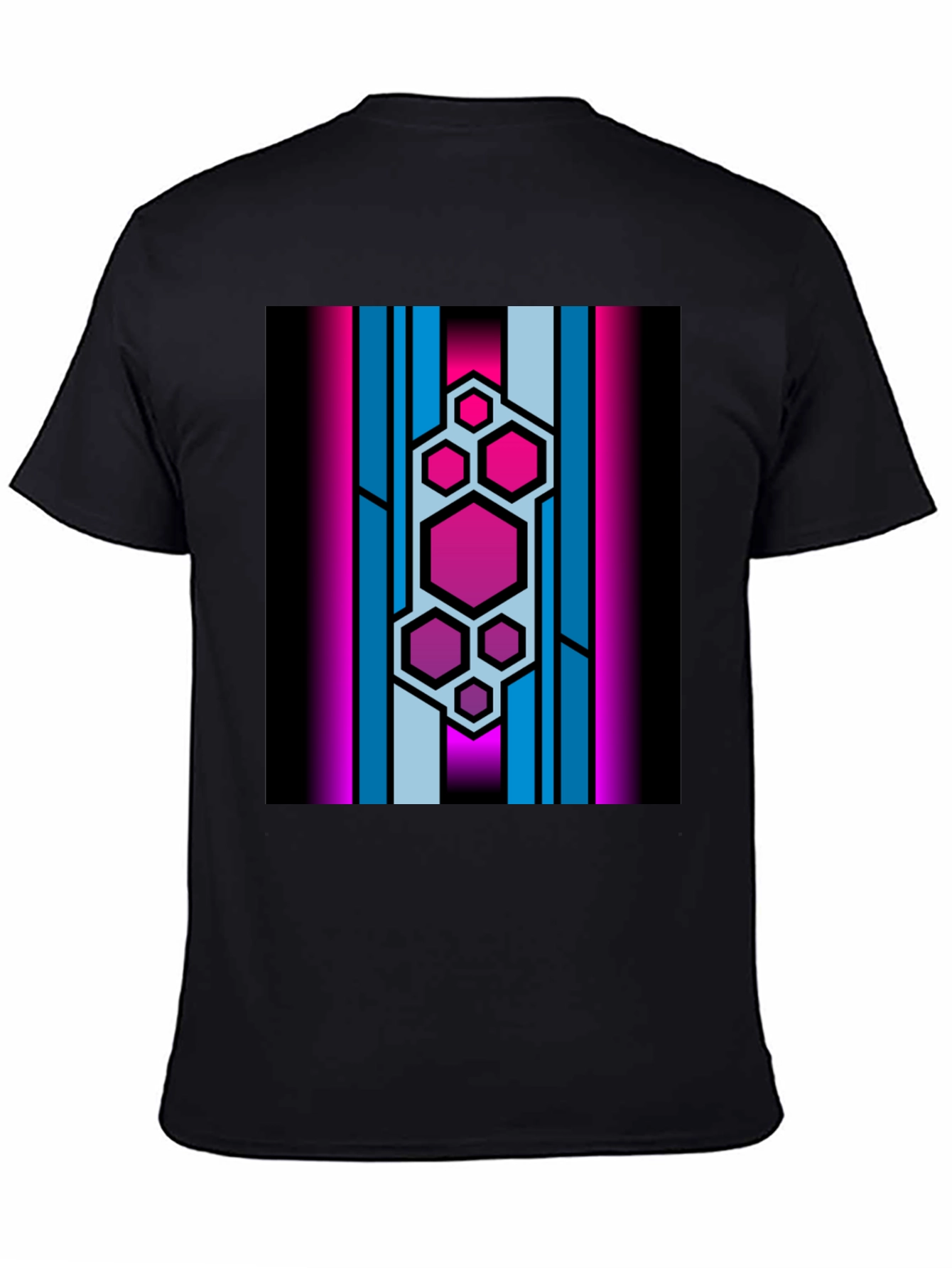 Hexagon Stripe Graphic Black T-Shirt