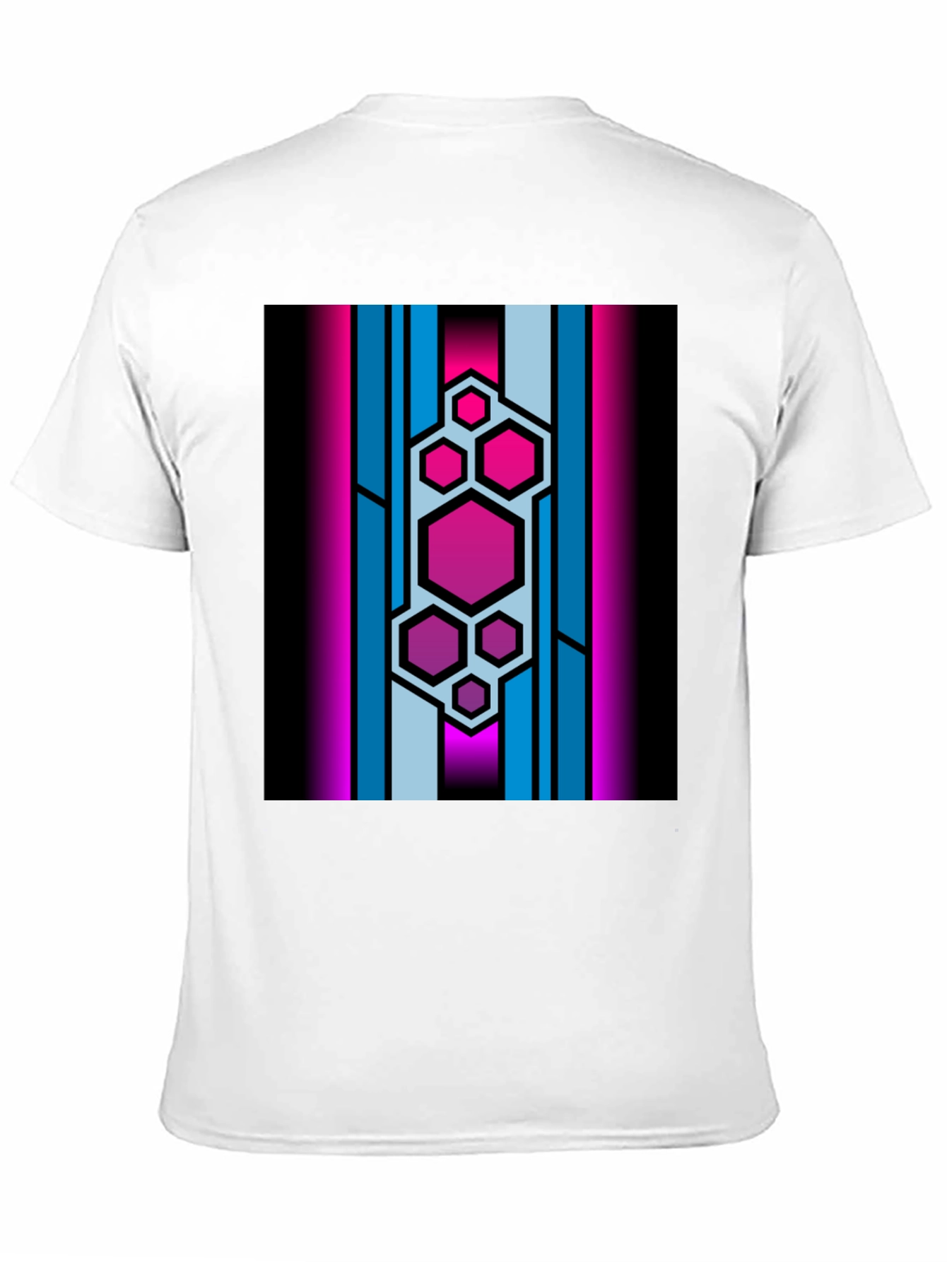 Hexagon Stripe Graphic Black T-Shirt