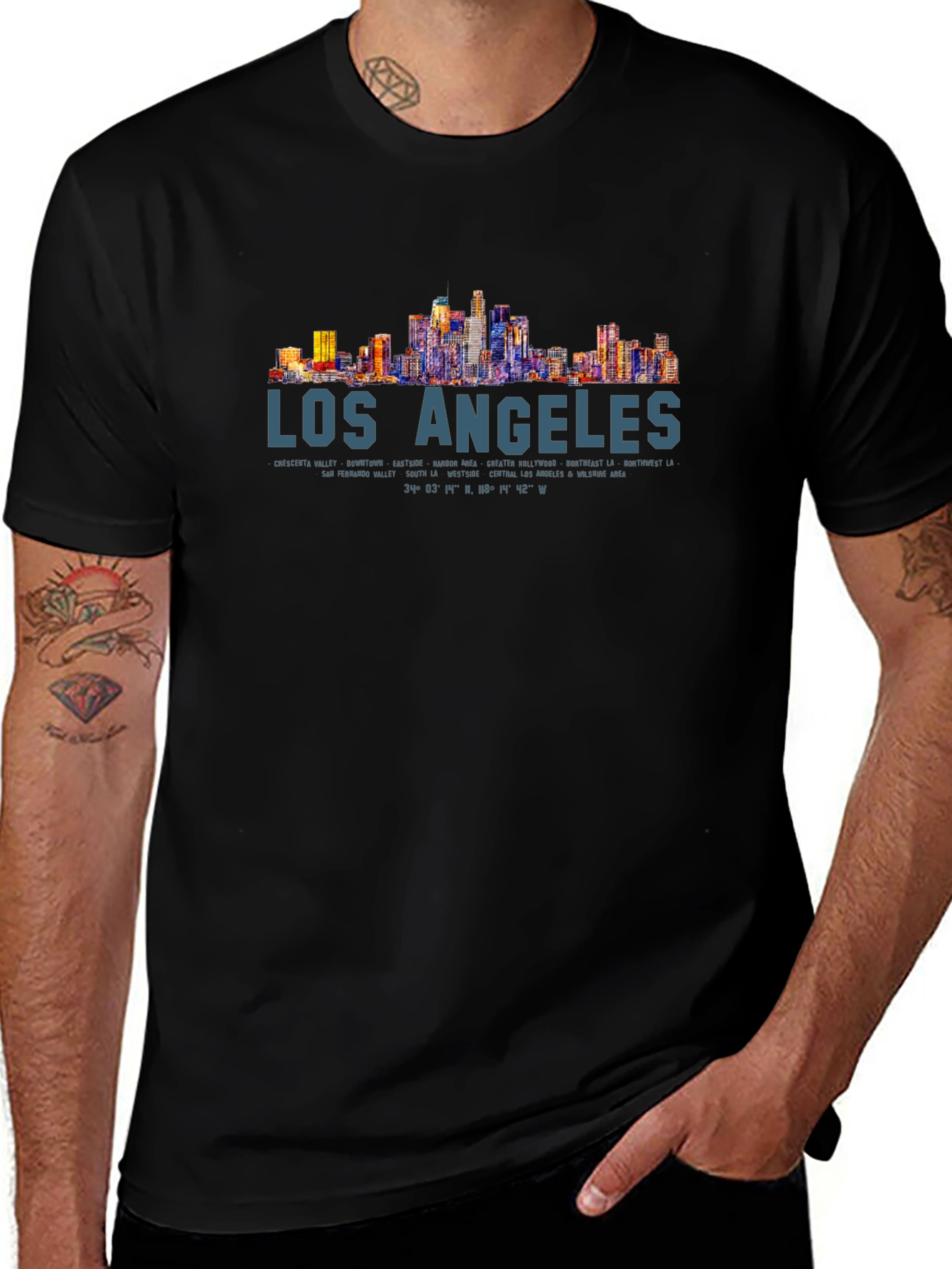 Los Angeles Skyline Graphic Tee - Mens Black T-Shirt
