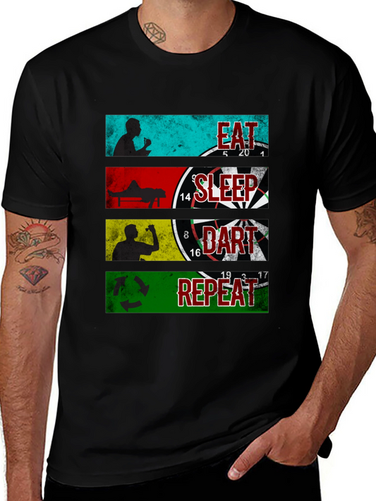 Eat Sleep Dart Repeat Graphic Tee - Black
