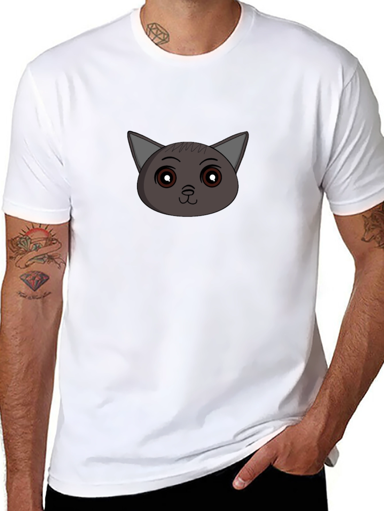 Cute Cat Face Graphic T-Shirt