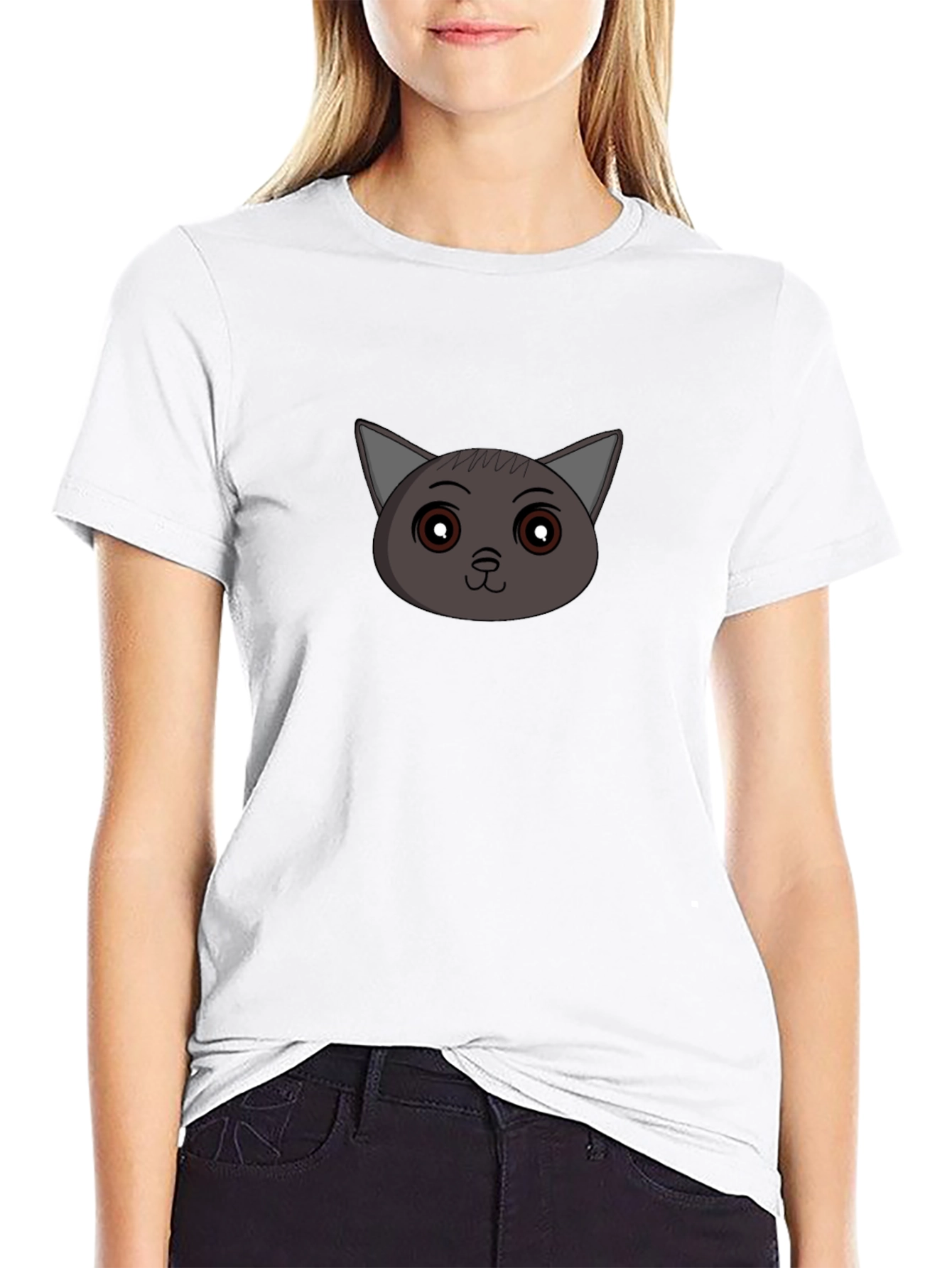Cute Cat Face Graphic T-Shirt