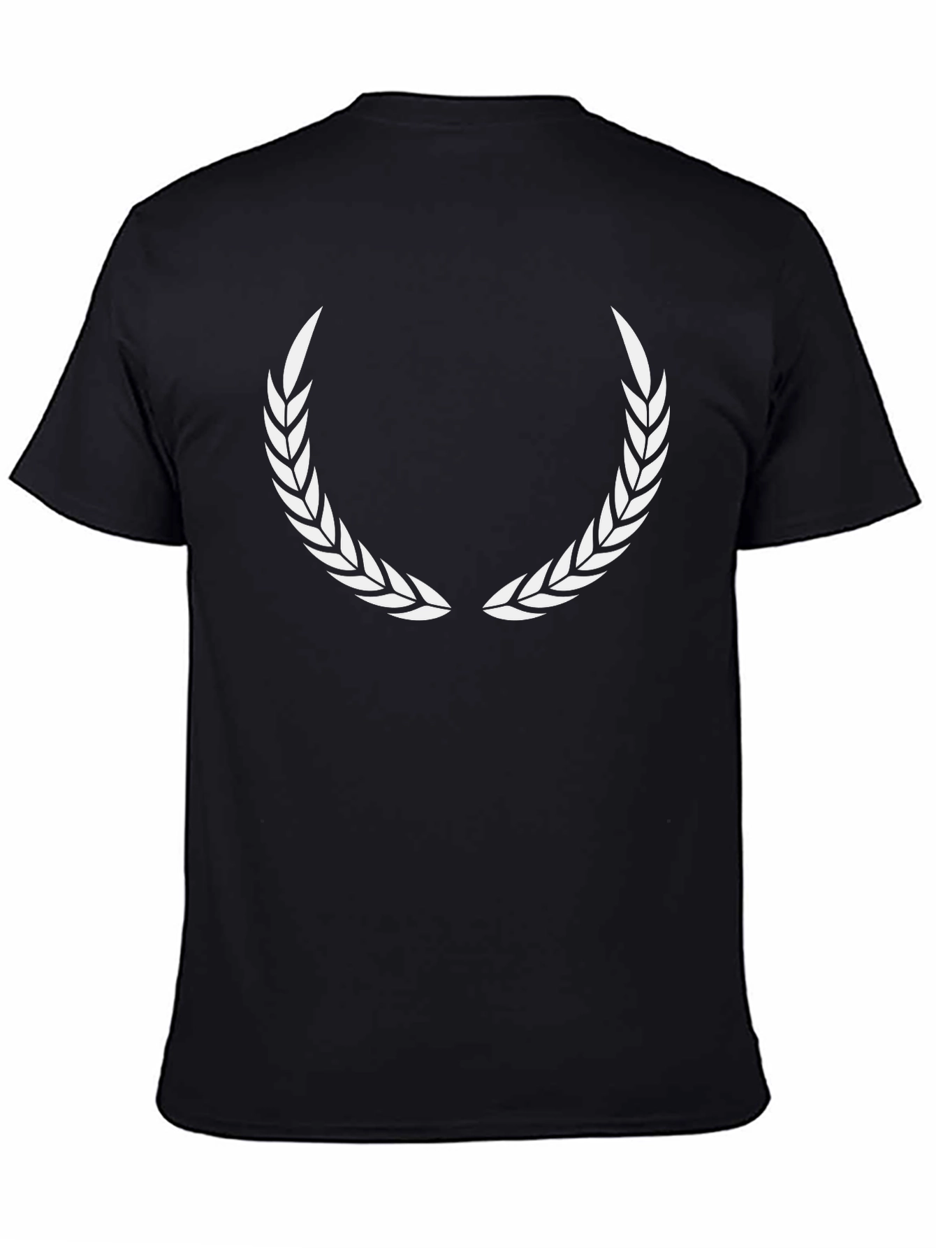 Black T-Shirt with White Laurel Wreath Design
