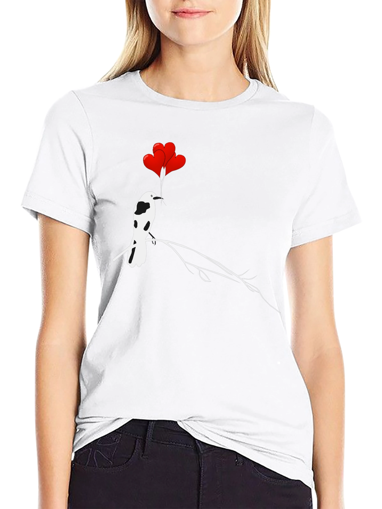 Bird with Heart Balloons Graphic Tee