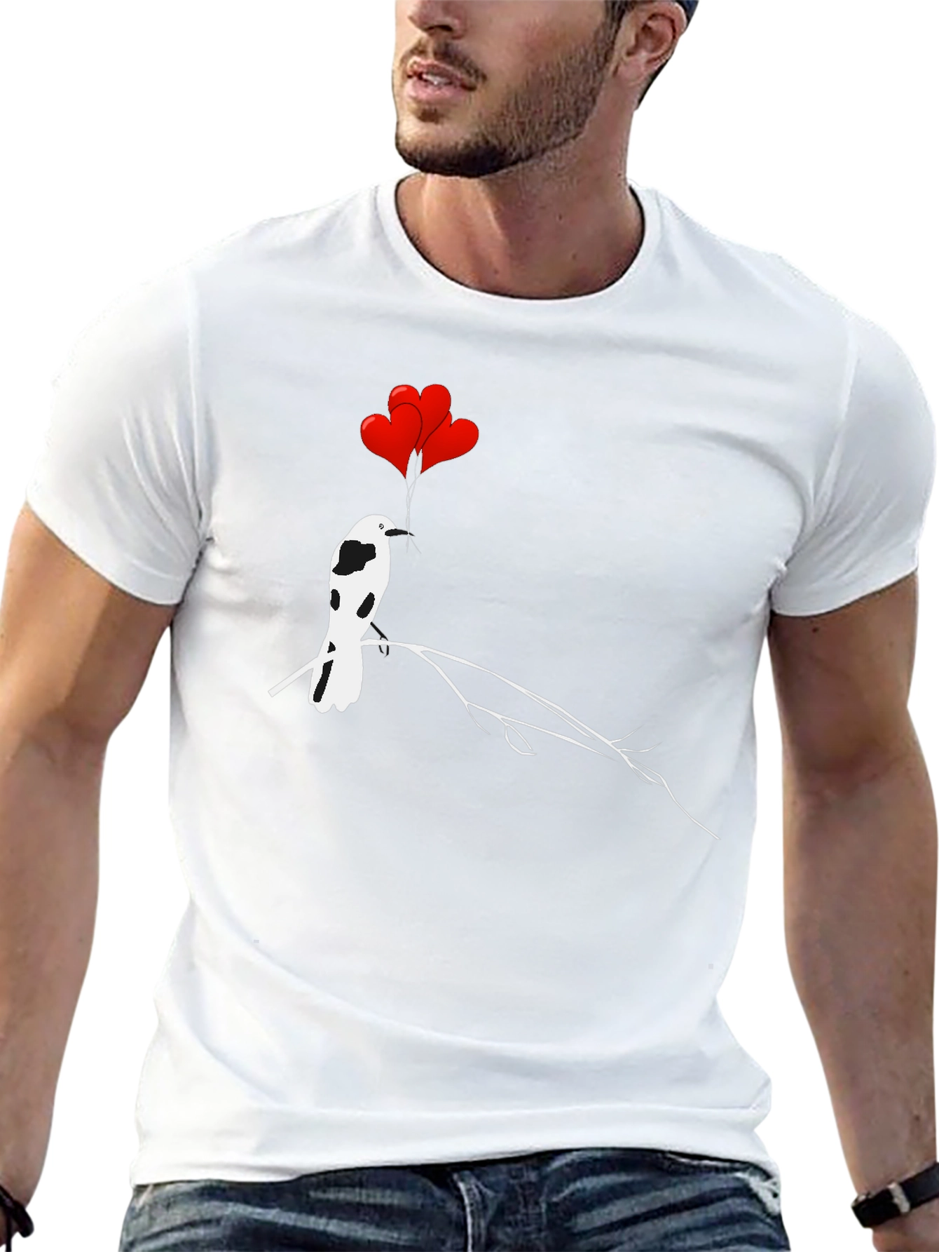 Bird with Heart Balloons Graphic Tee