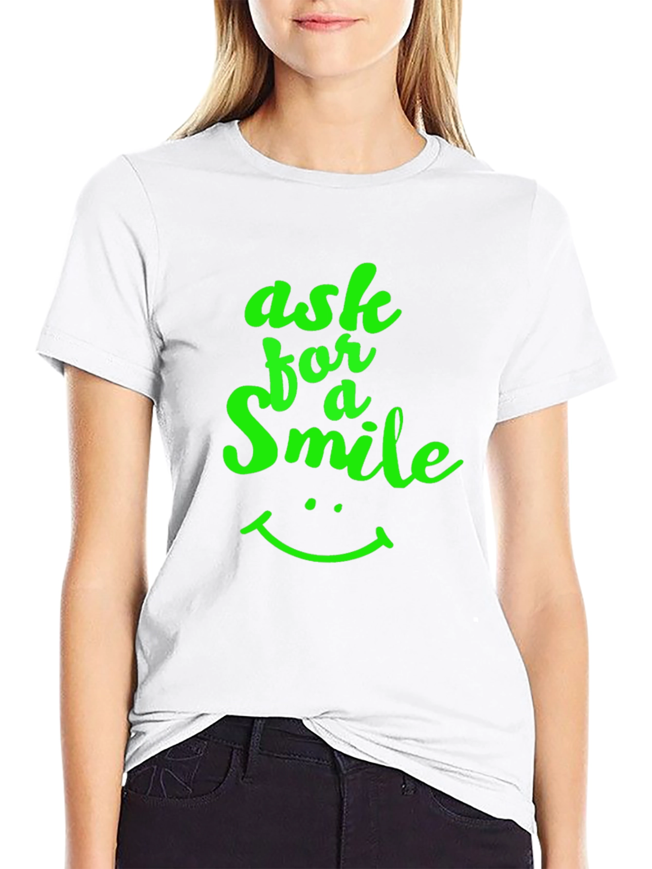 Ask for a Smile Graphic Black Tee