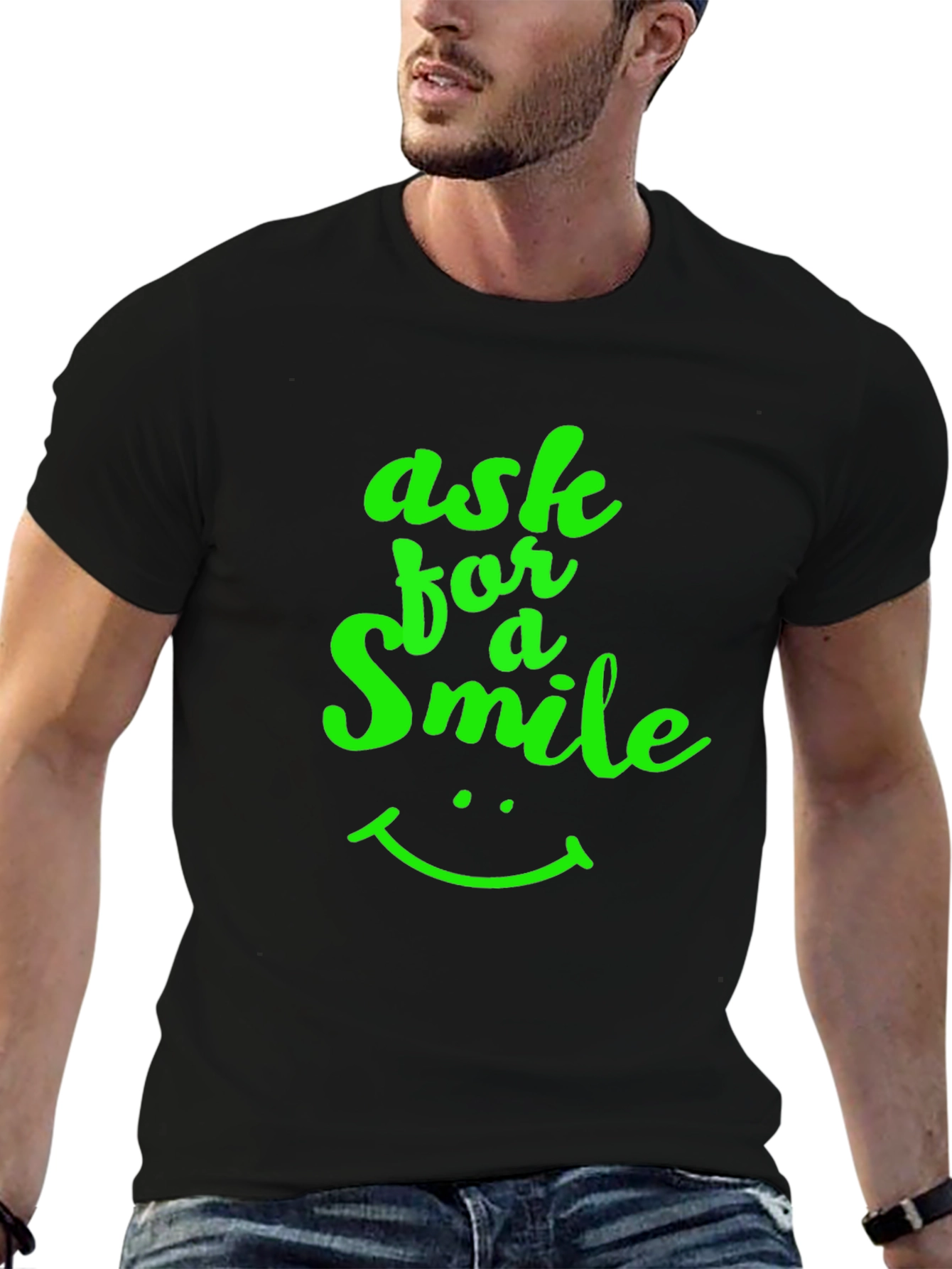 Ask for a Smile Graphic Black Tee