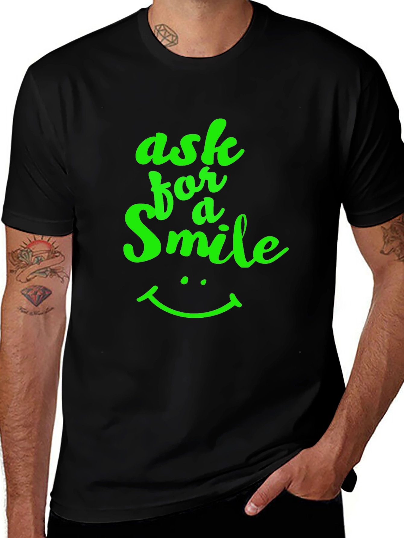 Ask for a Smile Graphic Black Tee