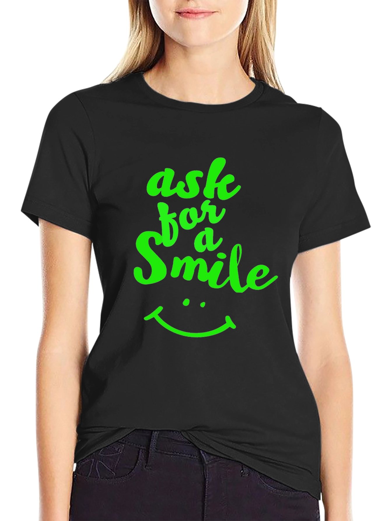 Ask for a Smile Graphic Black Tee