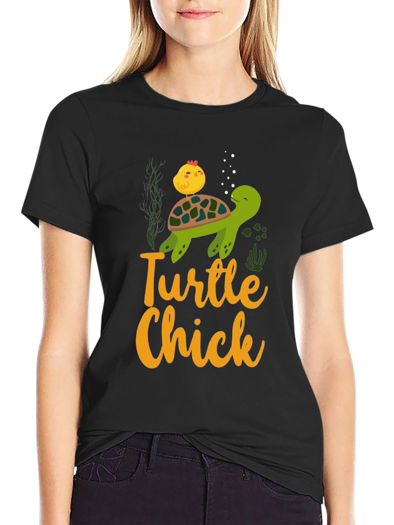 Turtle Chick Graphic T-Shirt - Cute Animal Design