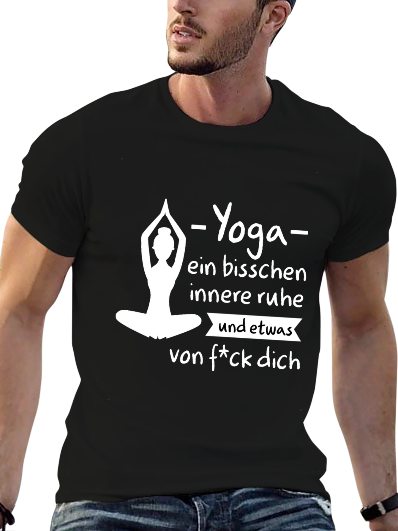 Yoga Inner Peace Funny Graphic Tee - Black Cotton