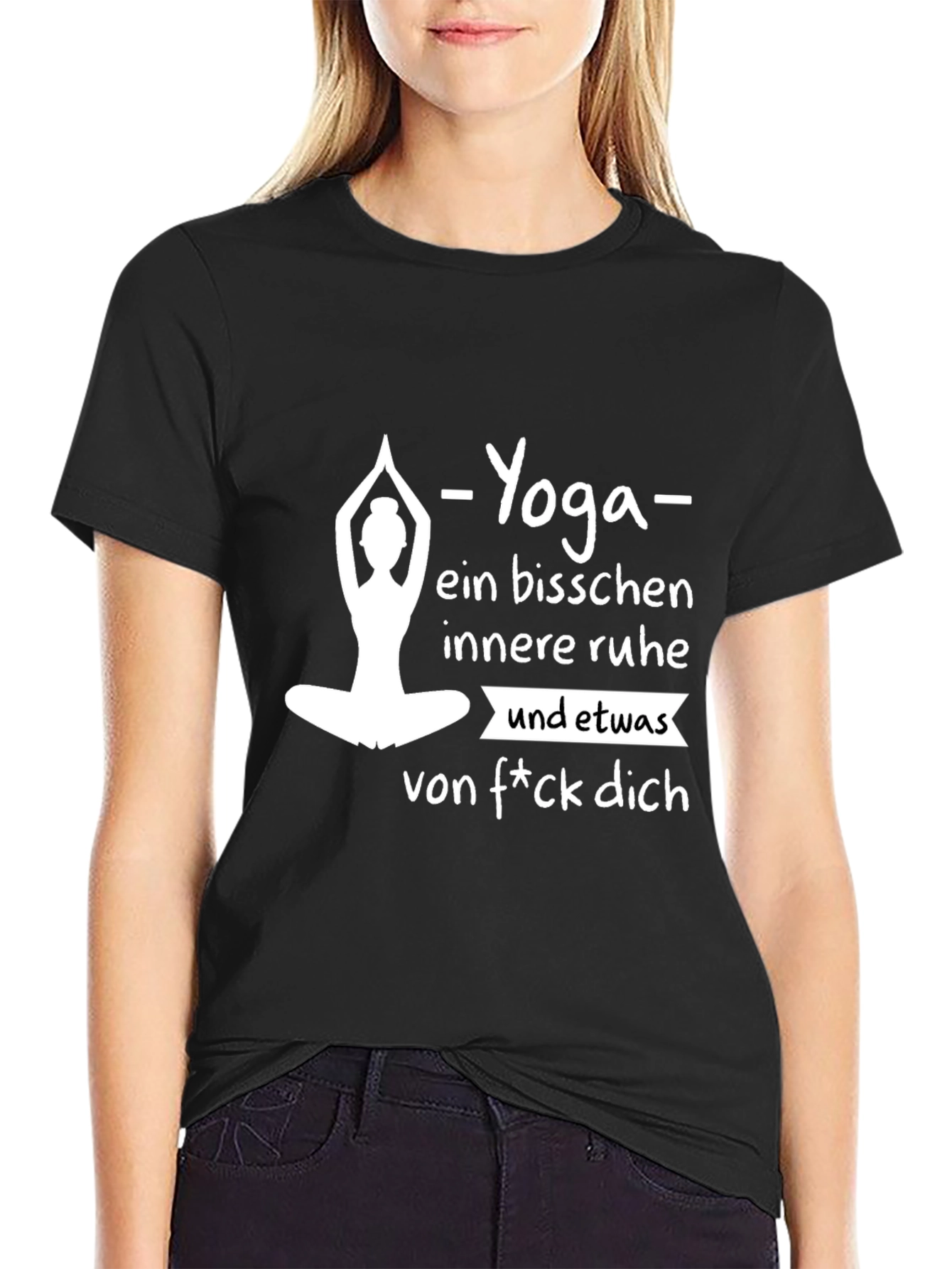 Yoga Inner Peace Funny Graphic Tee - Black Cotton