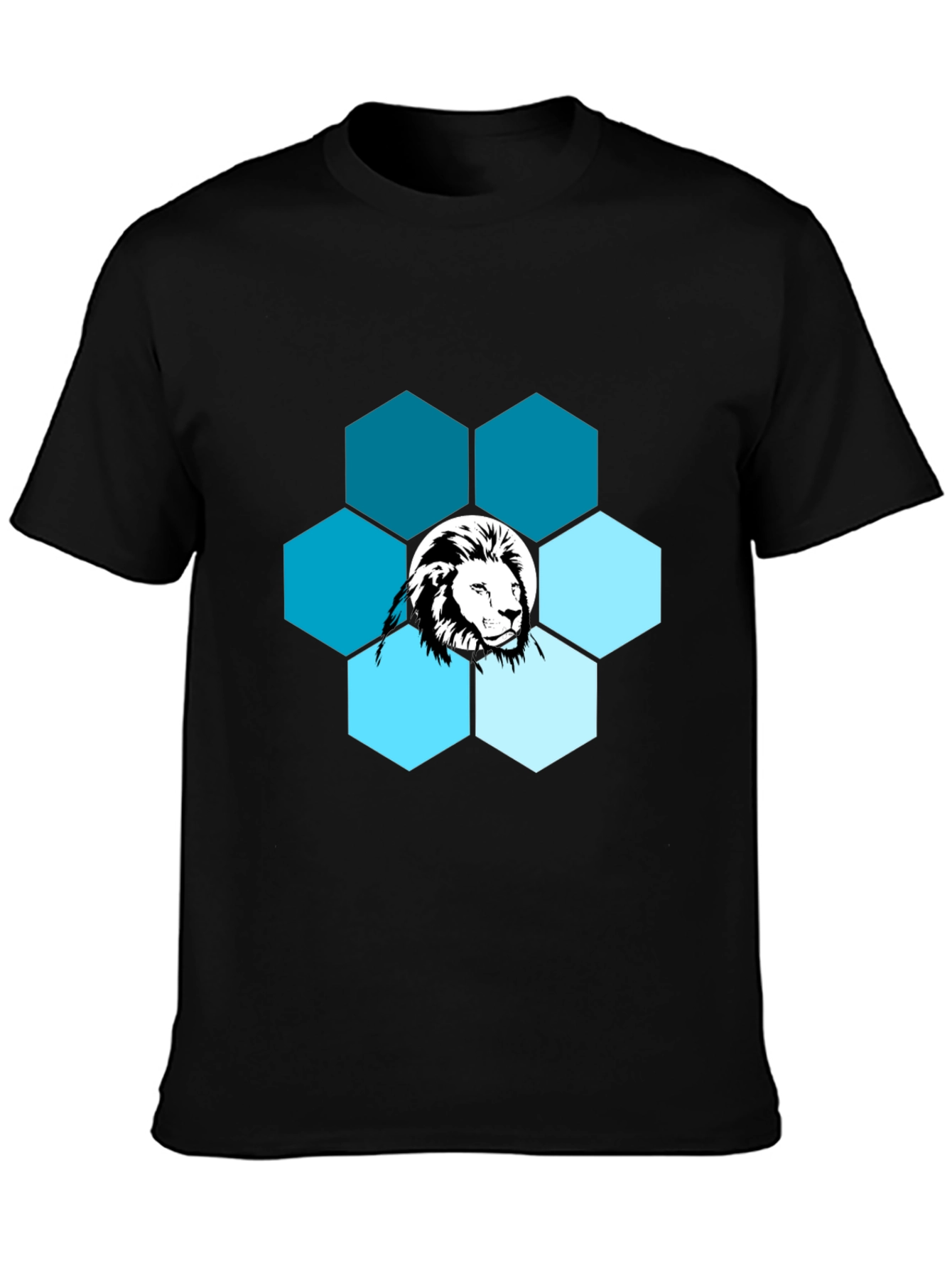 Lion Hexagon Graphic T-Shirt - Mens Fashion
