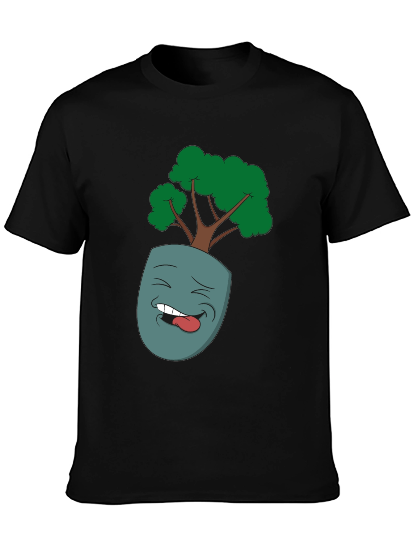 Cartoon Face Planter Black T-Shirt