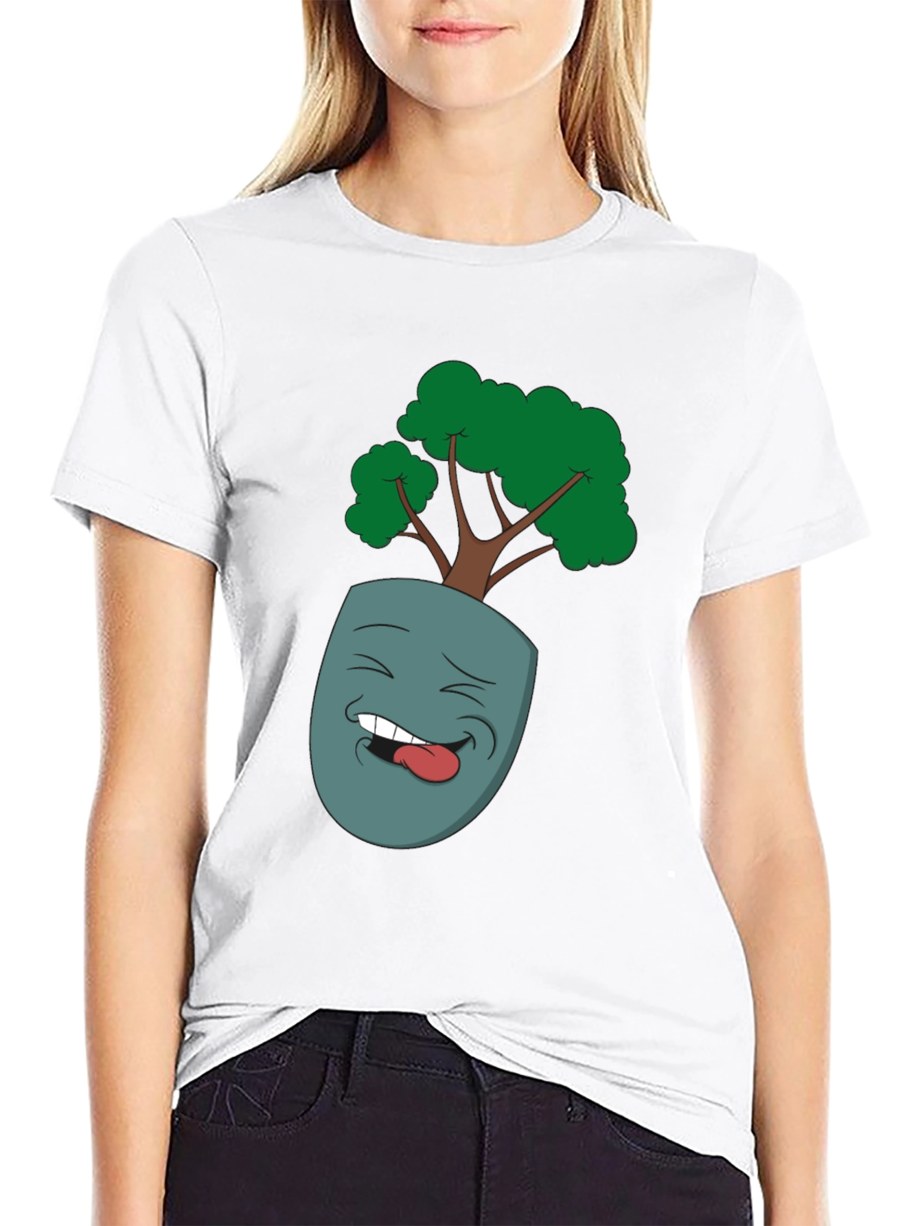 Cartoon Face Planter Black T-Shirt
