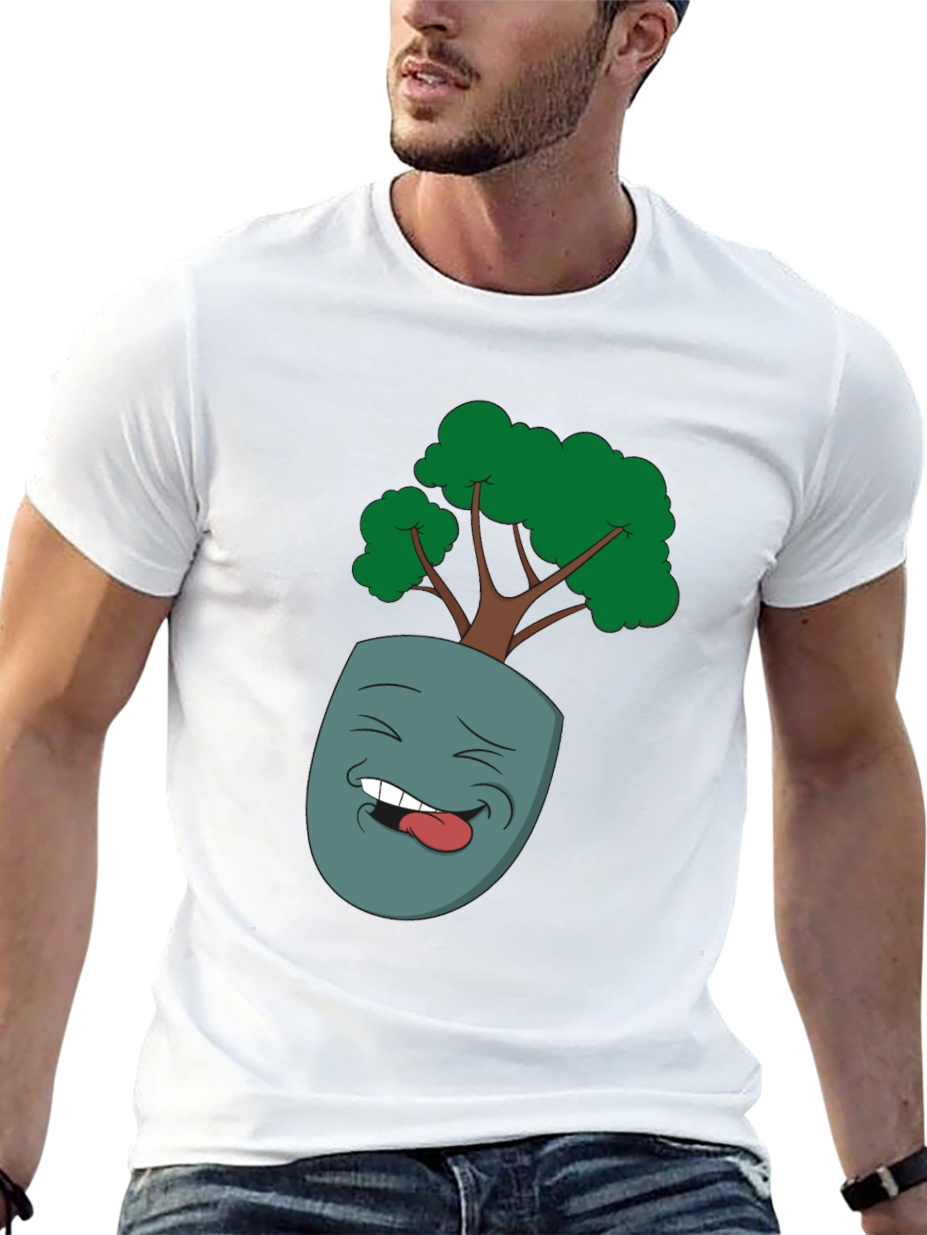 Cartoon Face Planter Black T-Shirt