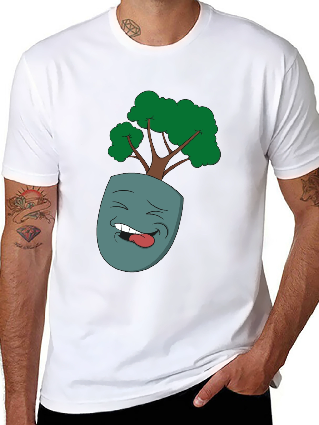 Cartoon Face Planter Black T-Shirt