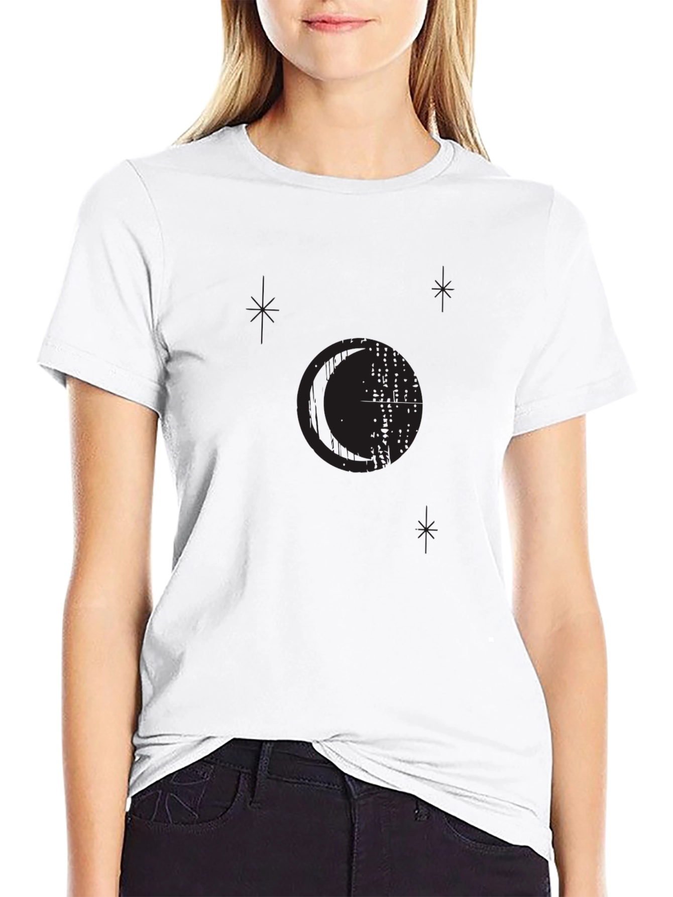 Mens Black Graphic Print Crew Neck T-Shirt