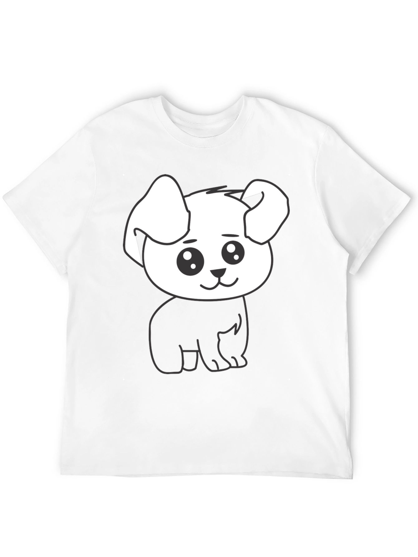 Cute Dog Graphic Tee - Black Cotton Shirt