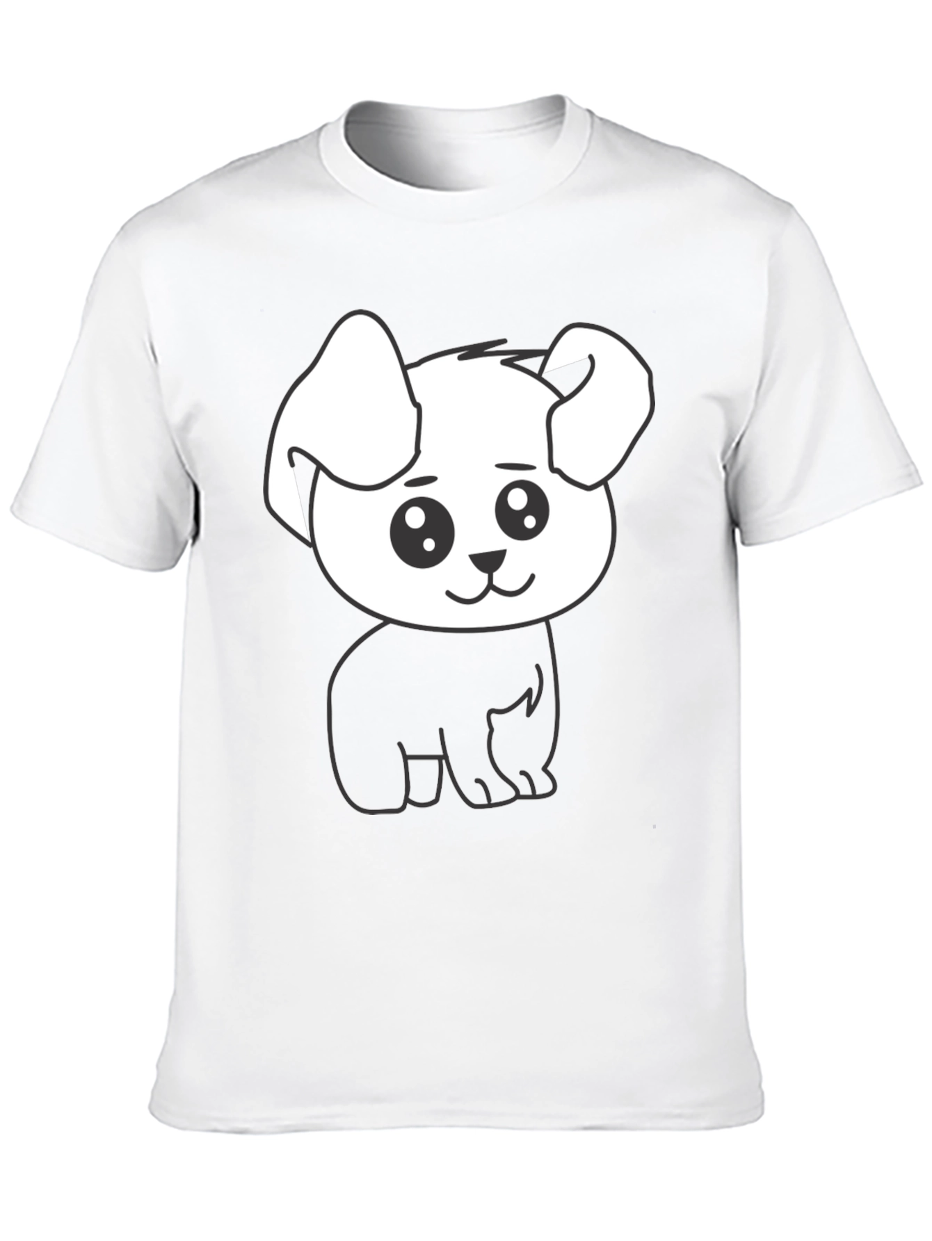 Cute Dog Graphic Tee - Black Cotton Shirt