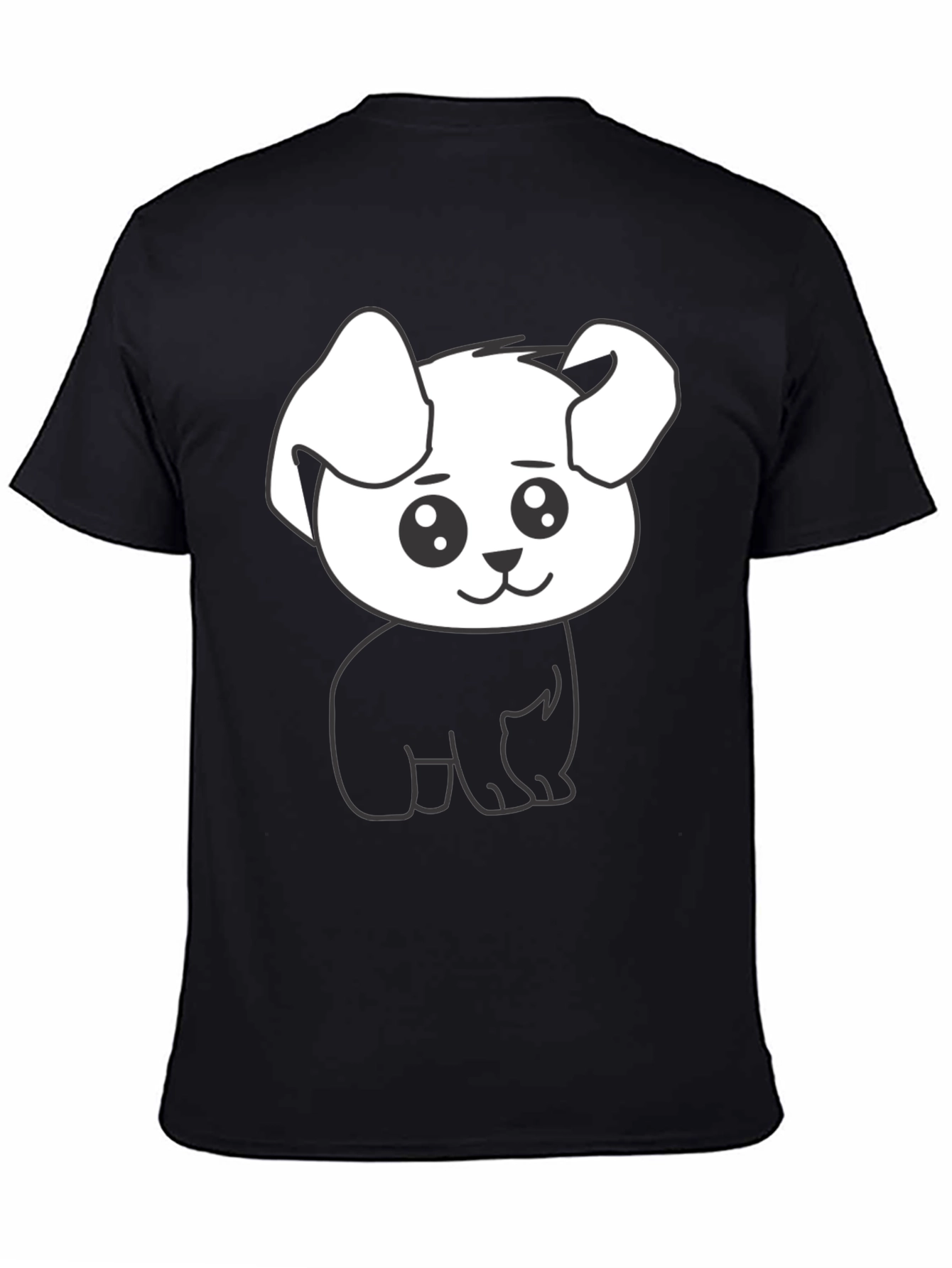 Cute Dog Graphic Tee - Black Cotton Shirt
