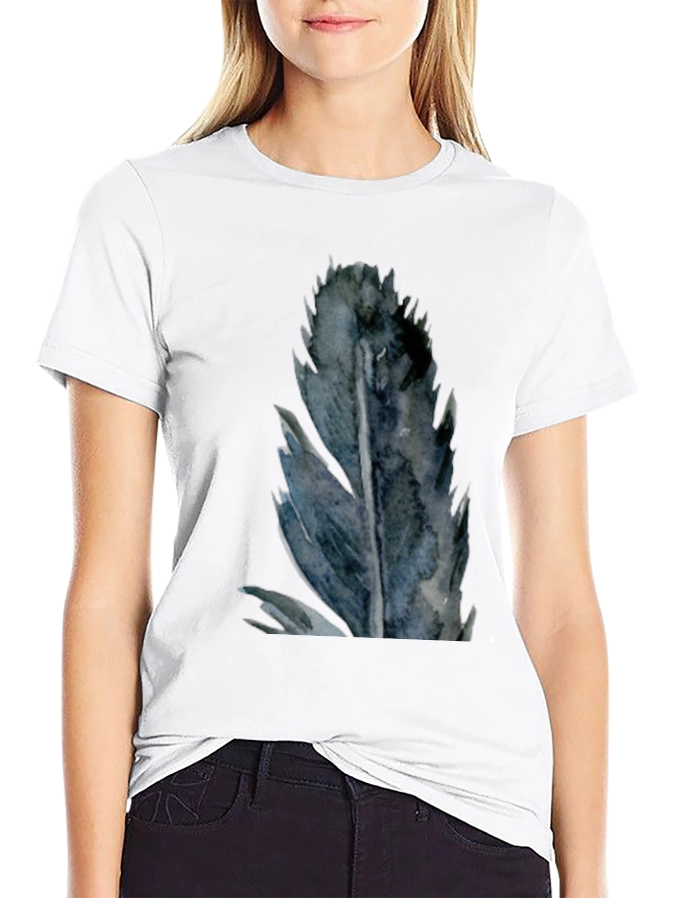 Mens Black Feather Graphic T-Shirt
