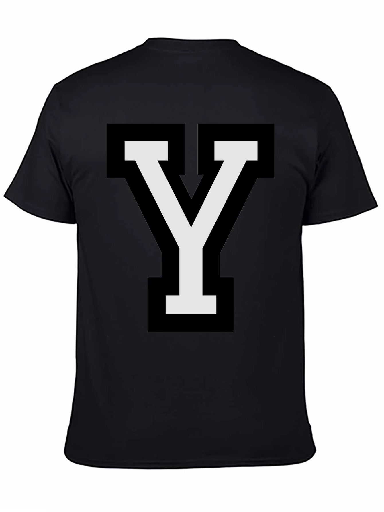Letter Y Graphic T-Shirt - Casual Black Tee