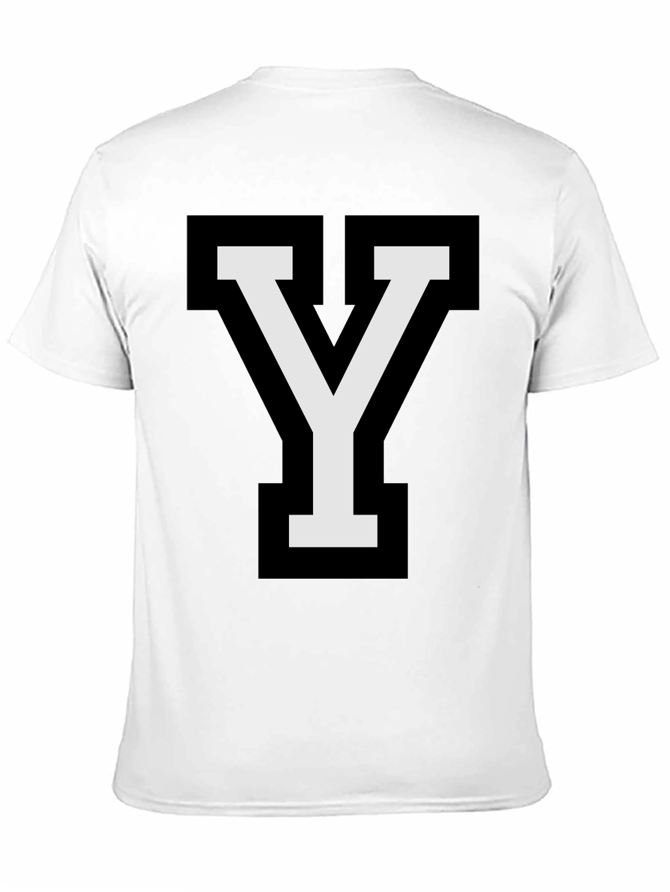 Letter Y Graphic T-Shirt - Casual Black Tee