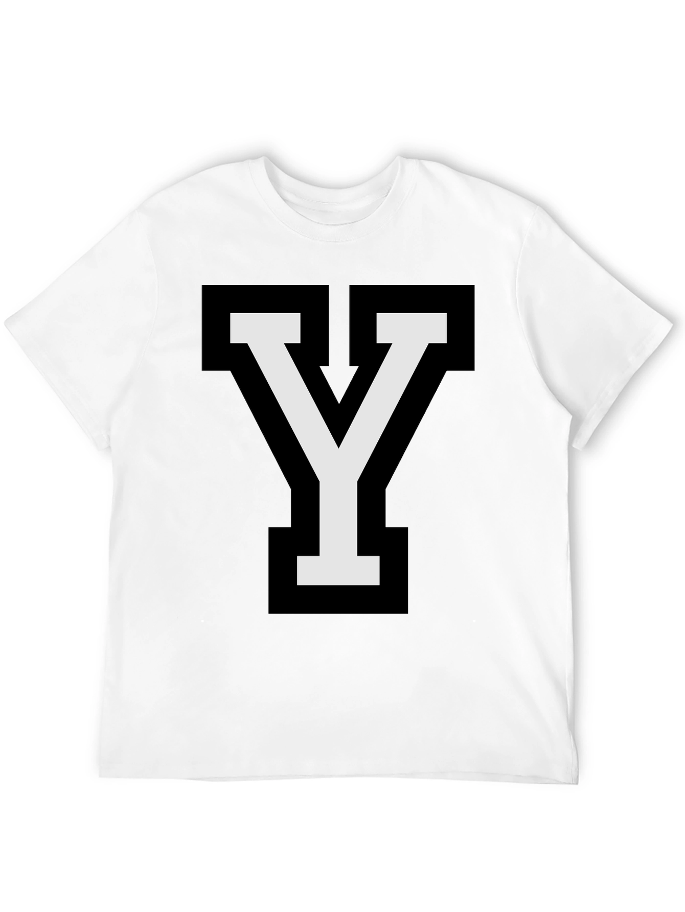 Letter Y Graphic T-Shirt - Casual Black Tee
