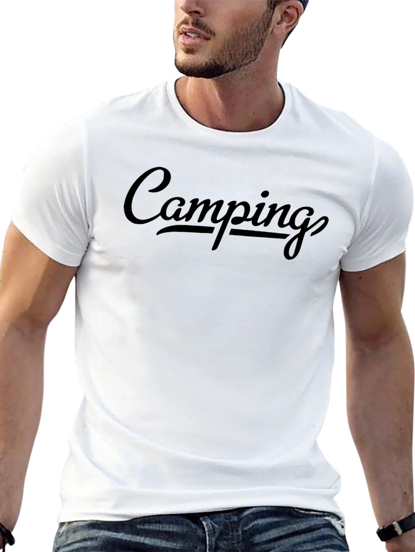 Camping Graphic T-Shirt - Black Crew Neck Tee