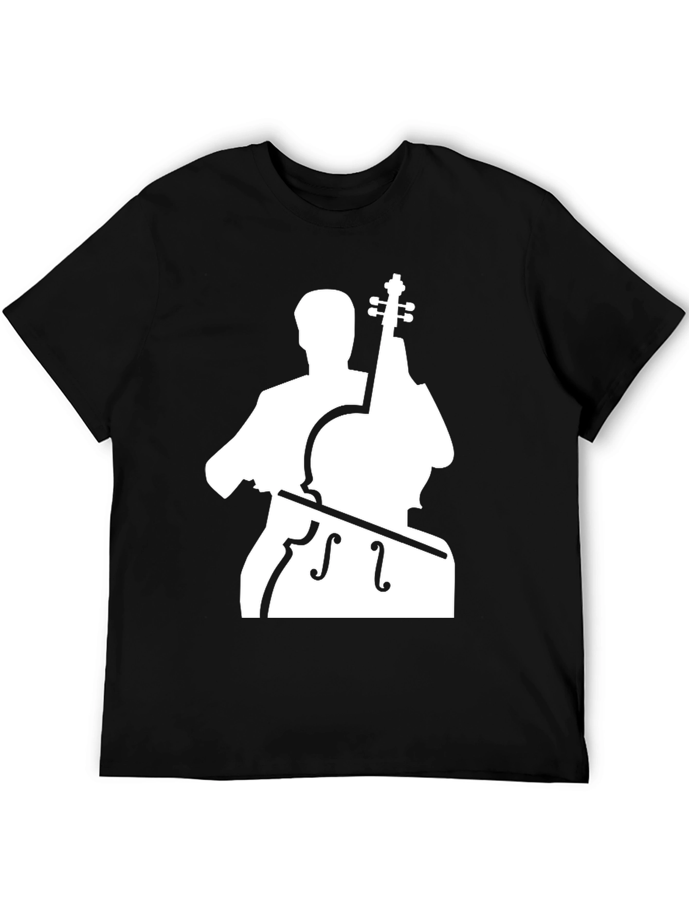 Cello Player Graphic T-Shirt - Black Cotton Blend