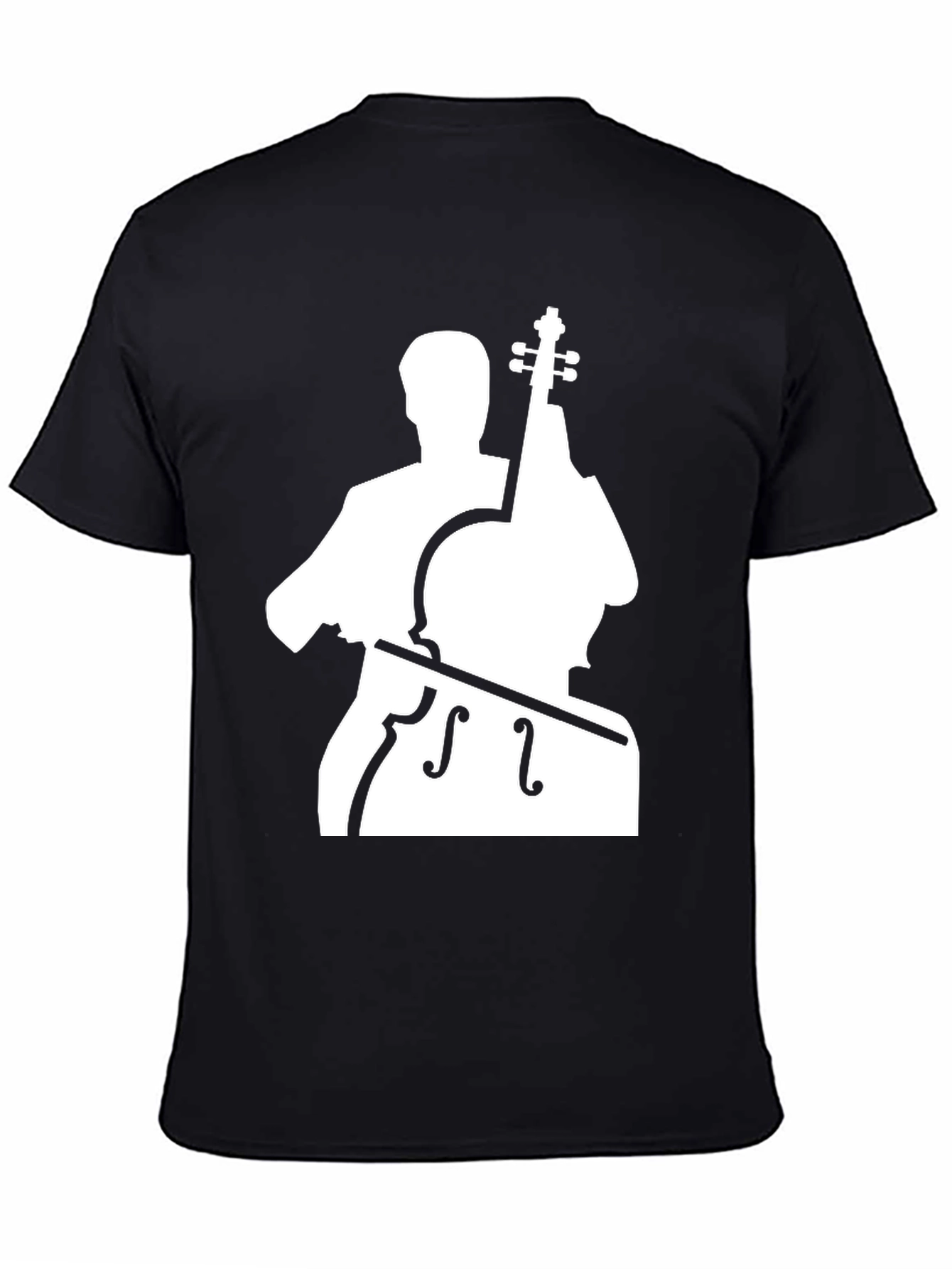 Cello Player Graphic T-Shirt - Black Cotton Blend