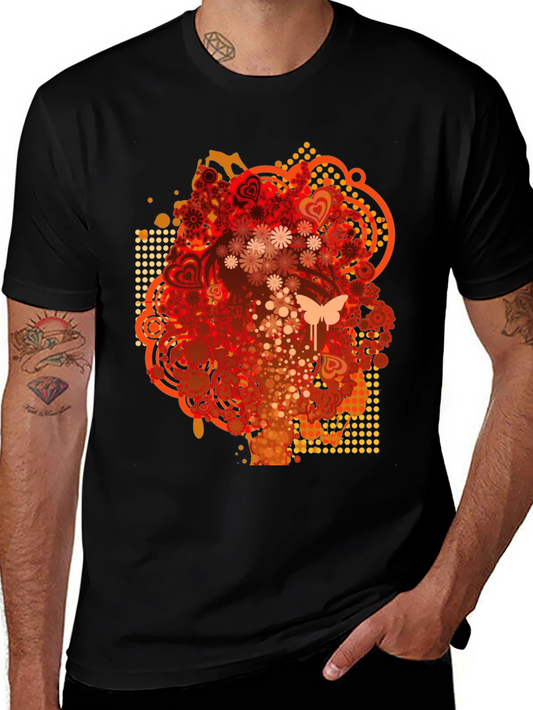 Floral Butterfly Graphic Tee - Stylish Mens Black T-Shirt
