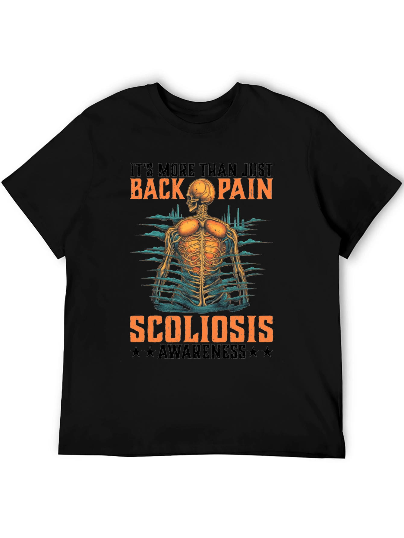 Scoliosis Awareness T-Shirt - Back Pain Skeleton Tee