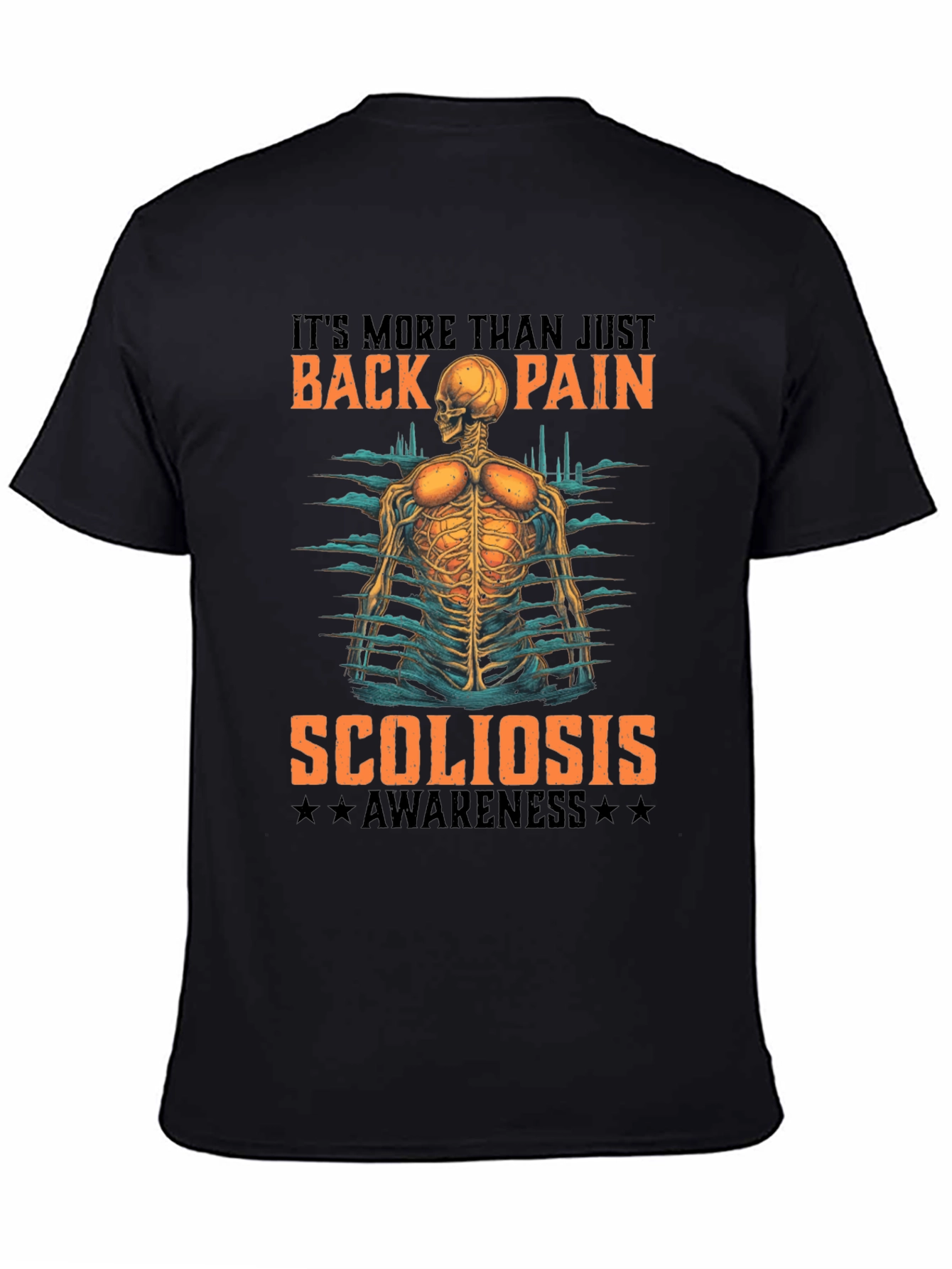 Scoliosis Awareness T-Shirt - Back Pain Skeleton Tee