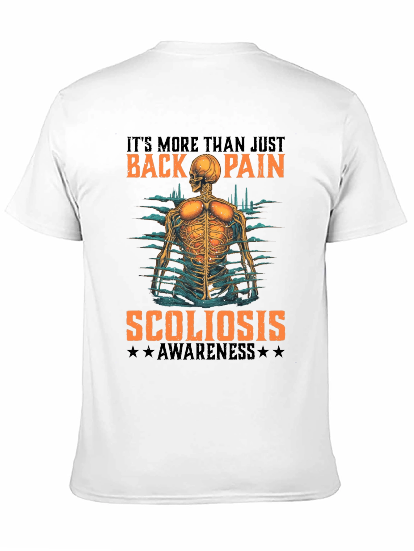 Scoliosis Awareness T-Shirt - Back Pain Skeleton Tee